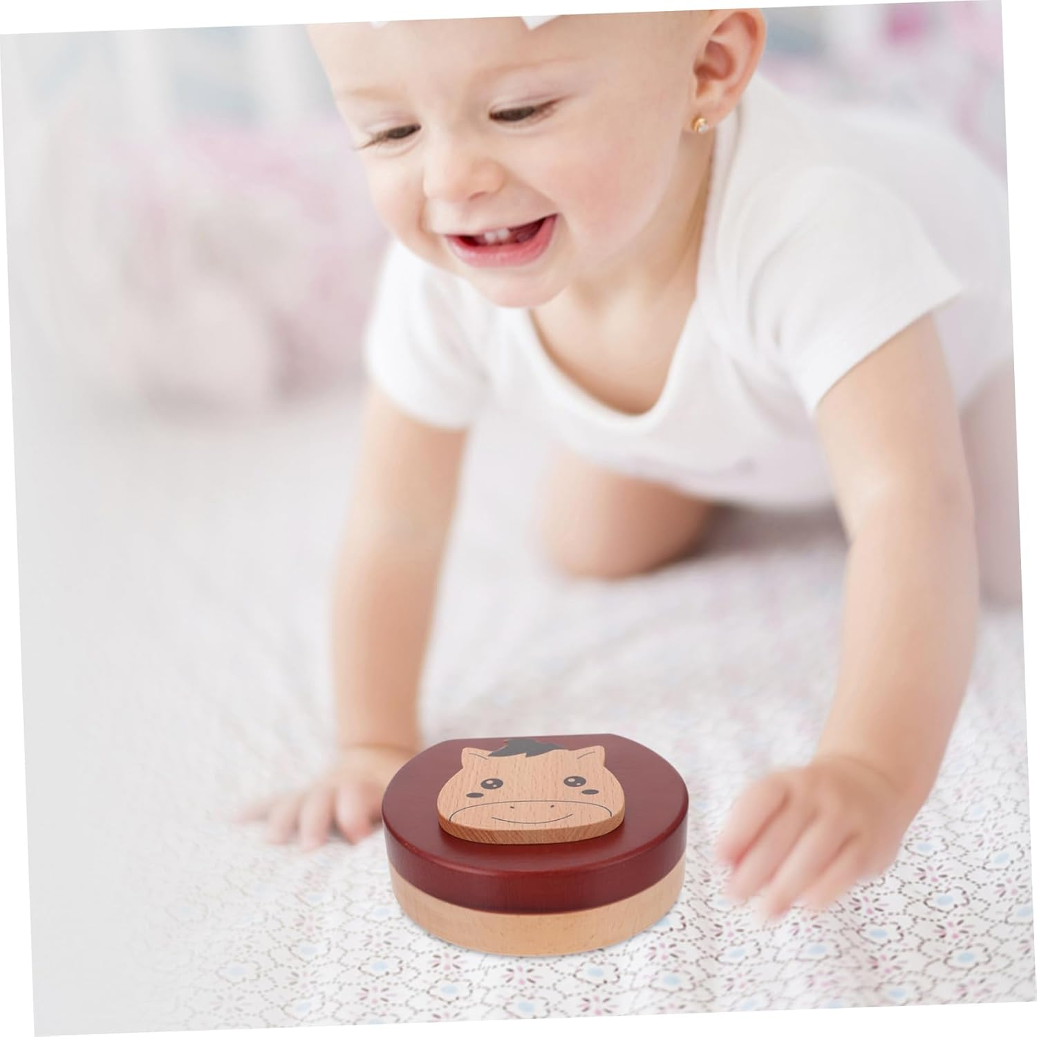 Baby Tooth Box Keepsake Organizer Wooden Tooth Holder for Boys and Girls Storage Case Zodiac Horse Design for Childhood Memory image number 6