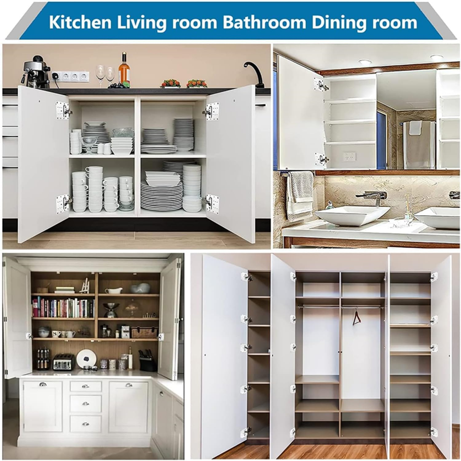 10 PCS Cabinet Hinges Repair Plates, Stainless Steel Kitchen Cabinet Door Hinge T Fixing Screws Kit Cupboard Door with Holes for Furniture Cabinet Drawer Cabinet image number 5