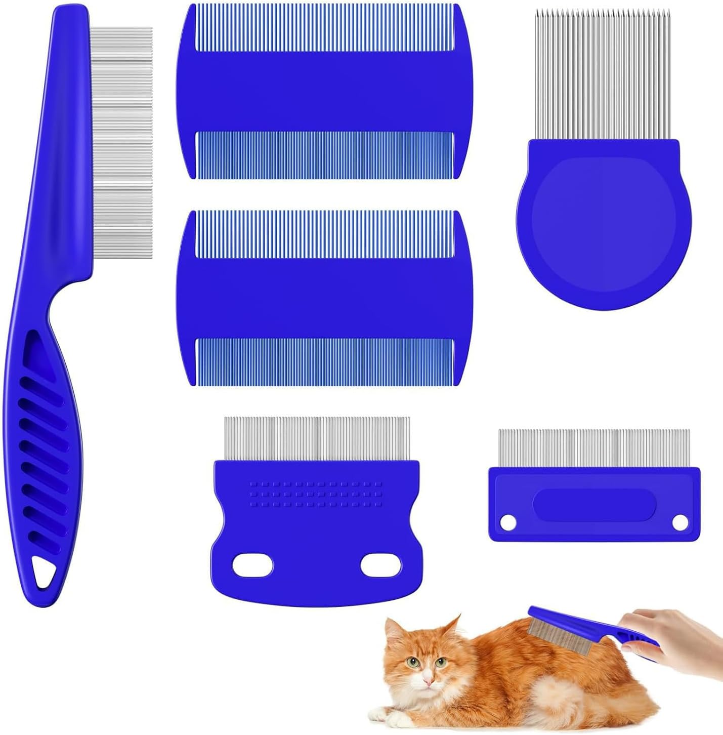 Pack of 6 Cat Dog Flea Comb, Lice Comb, Flea Comb for Removing Fleas, Metal Teeth Lice Comb, Flea Tear Stain Remover Comb image number 5