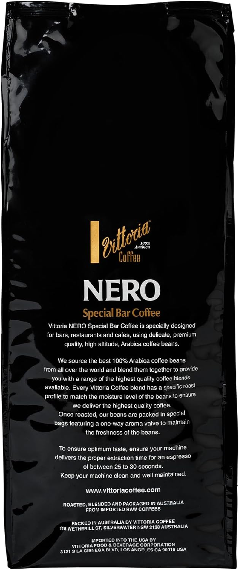 Vittoria Coffee Nero 100% Arabica Special Bar Dark Roasted Coffee Beans. Online Exclusive -1Kg image number 3