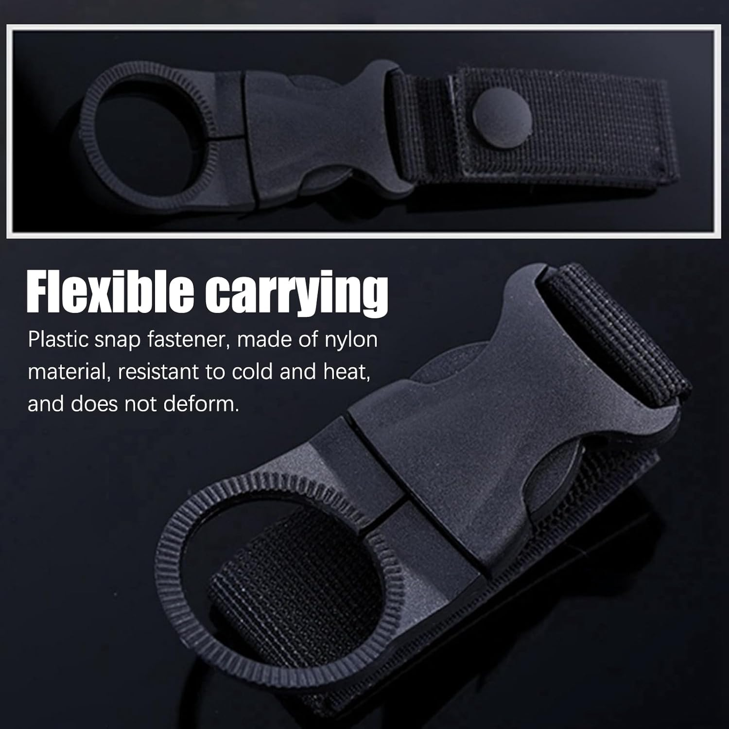 3Pcs Bottle Hanging Buckle Clip Outdoor Portable Water Bottle Ring Holder for Backpack Belt Belt Outdoor Camping Hiking Mountaineering Traveling Cycling Running Fitness Black image number 2