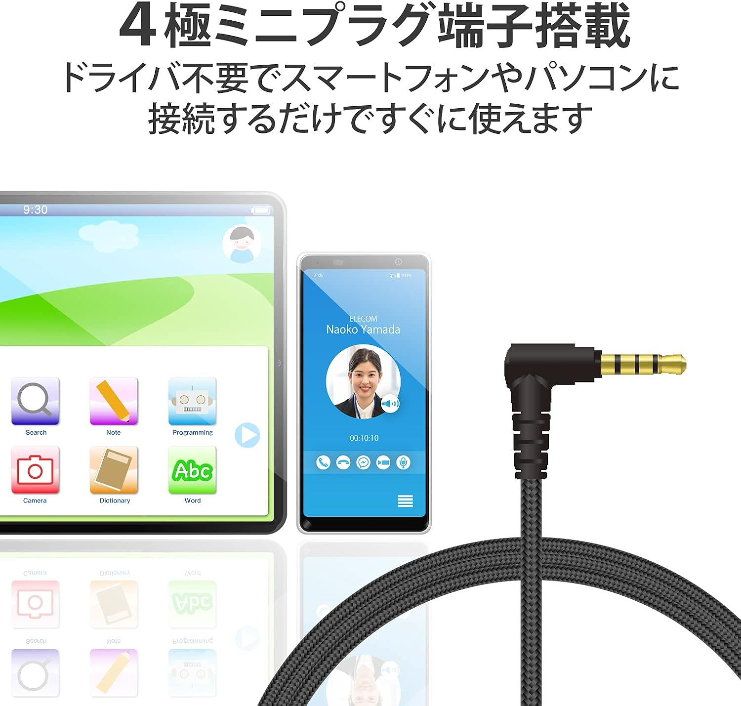 Elecom ELECOM HS-KD05TBK Earphones, for Children, Low Volume Specifications, 0.1 Inch (3.5 Mm) Connection, 4 Poles, Heavy Duty, Mute Switch, Black, Earphones, Approx. Width 5.0 X Depth 8.1 X Height image number 1