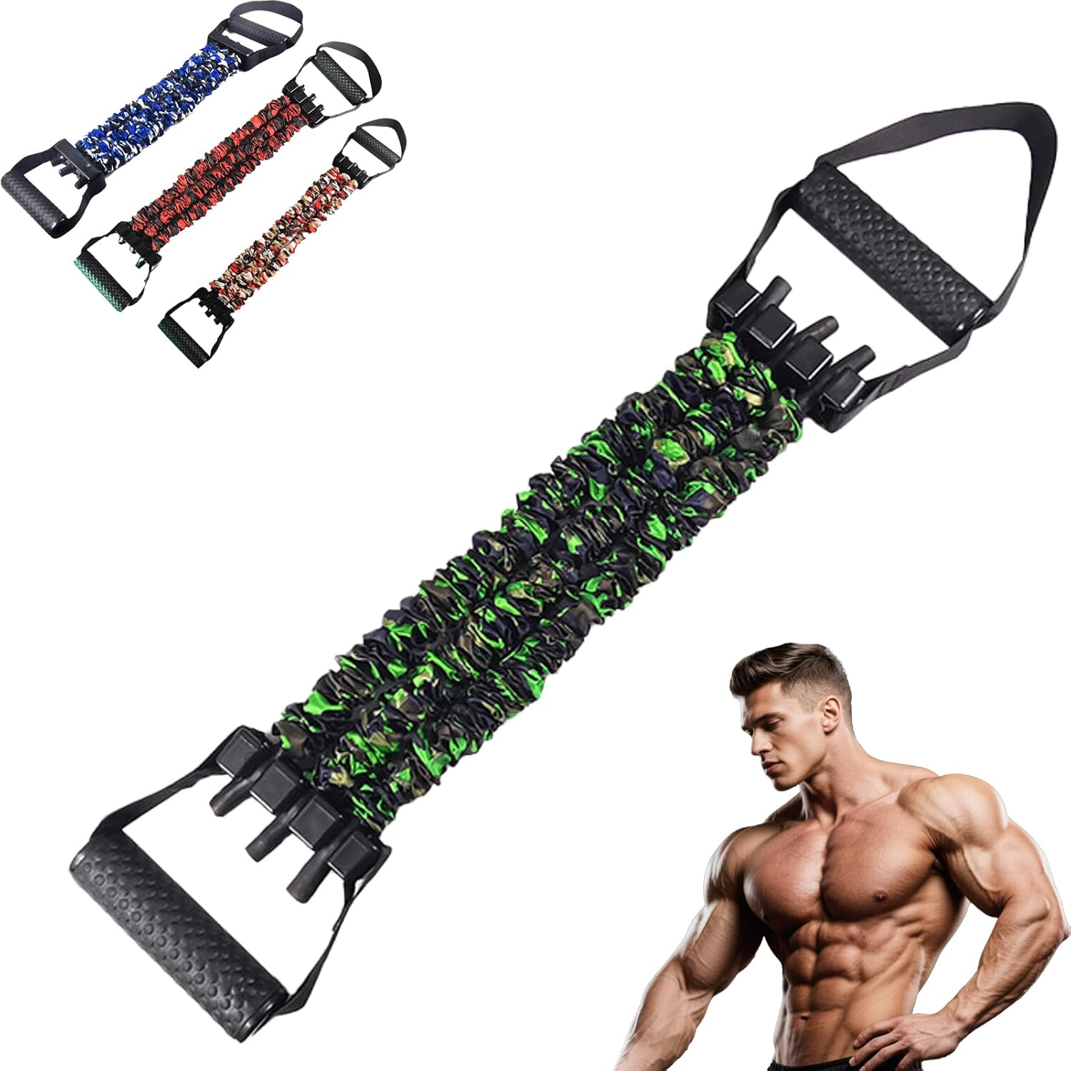 2025 Natural Latex 3-Hole Resistance Band, Heavy Duty Full Body Stretcher for Strength Trainings, AB Workouts & Flexibility, Ankle,Pedal Puller for Home/Gym