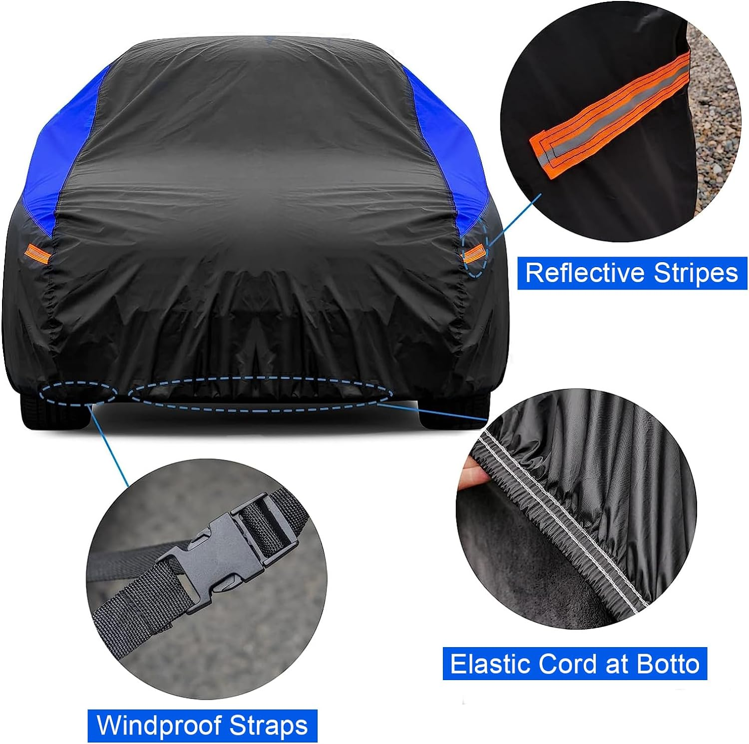 SUV Car Cover Waterproof Breathable, Outdoor Car Cover Rain Dust Sun UV Protection Universal Fit Qashqai,Volvo Xc40,Rangerover Evoque,Kia Sportage,Mini Countryman Etc. Fit Suv/4X4 (Up to 460Cm) image number 3