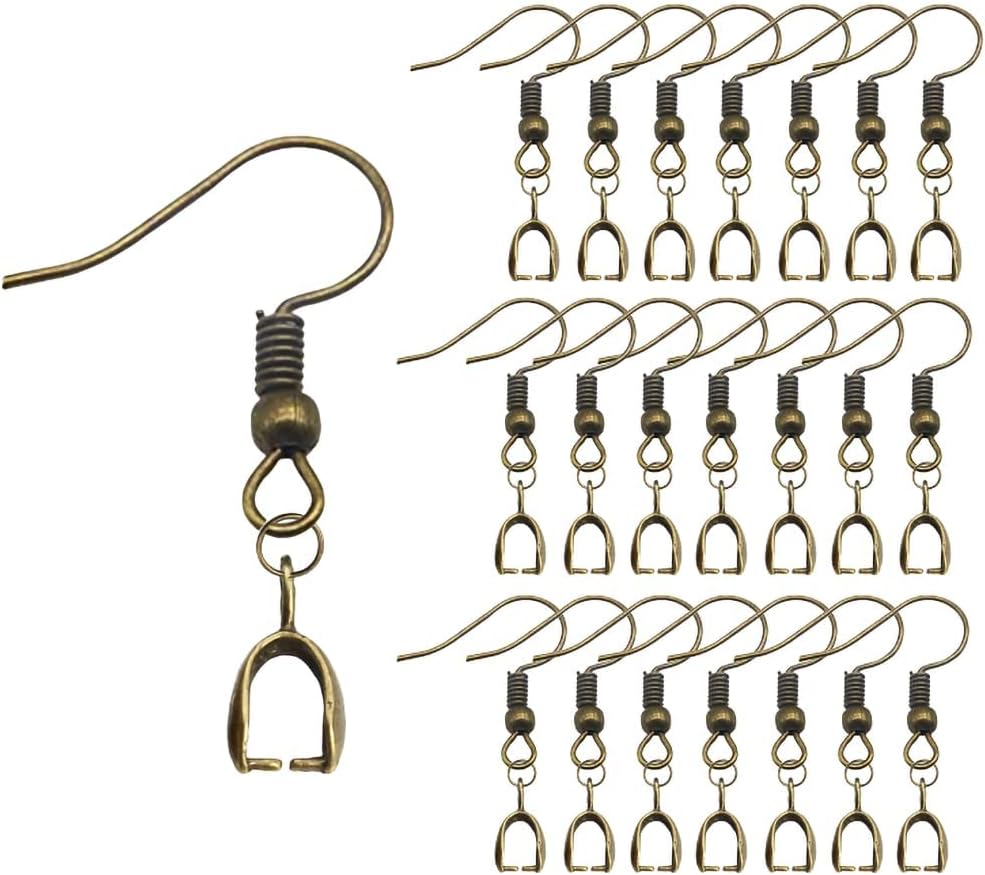 KJMYYXGS 50PCS Earring Hooks with Pinch Bails Clasp for DIY Earring Making (Silver)