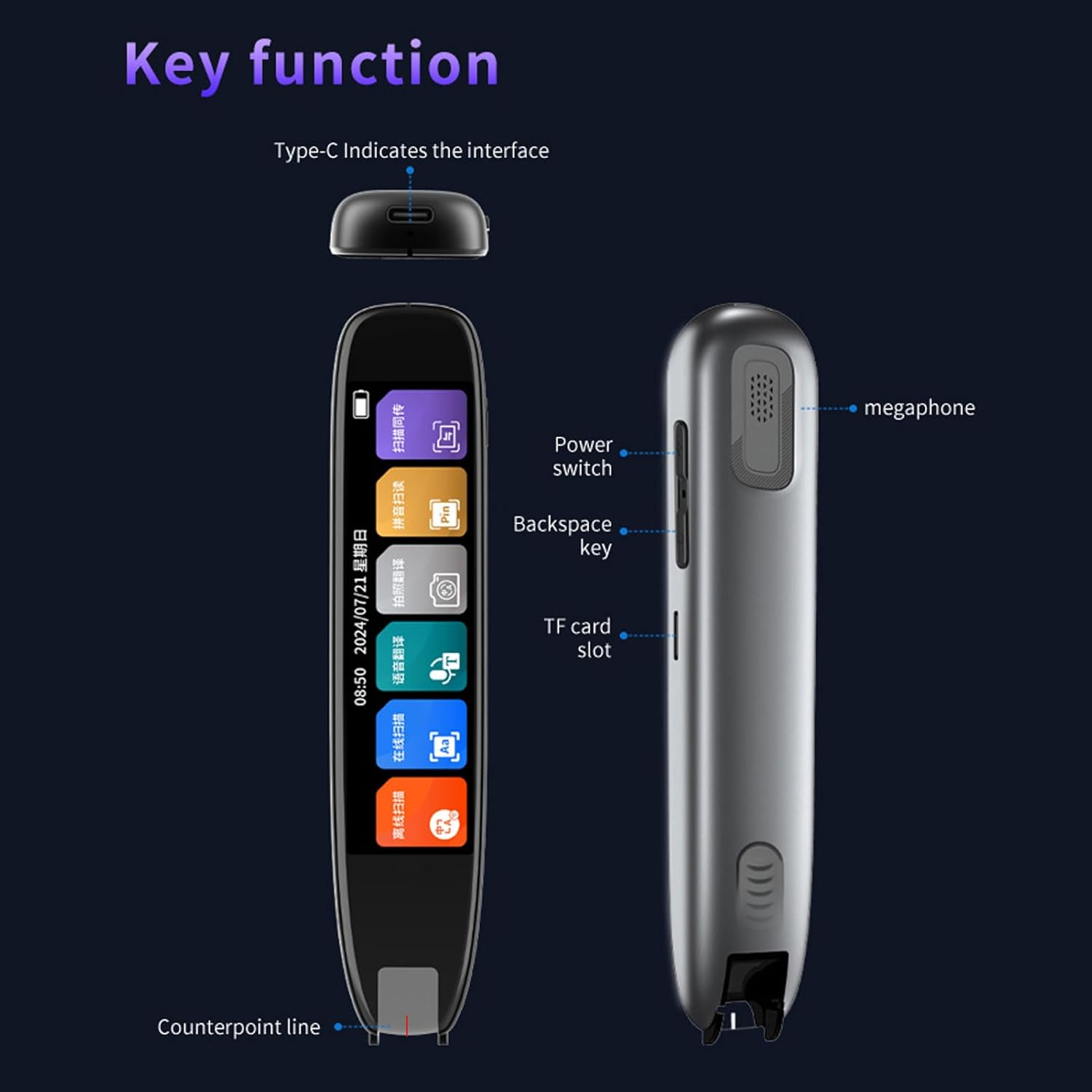 Scan Reading Pen, OCR Translation Pen Scanner, 142 Languages Translator Device with 3.7 Touch Screen, Wifi Reading Pen for Dyslexia, Two-Way Voice Translator Pen for Travel image number 1