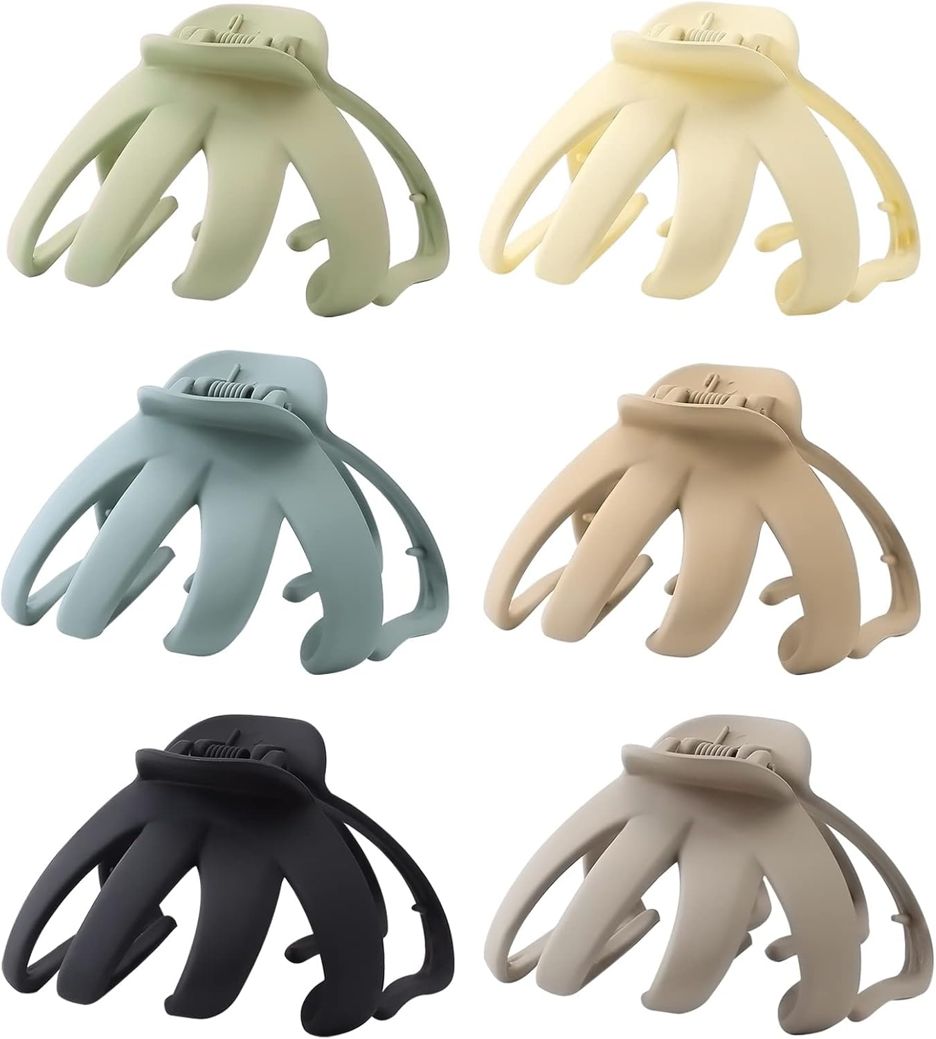 6 Pack Large Hair Clips for Thick Hair, Octopus Hair Claw Clip for Women Girls, 3.2'' Claw for Long Hair, Big Matte Jaw Clips Neutral Color, Strong Hold Jumbo Hair Clip for Gift