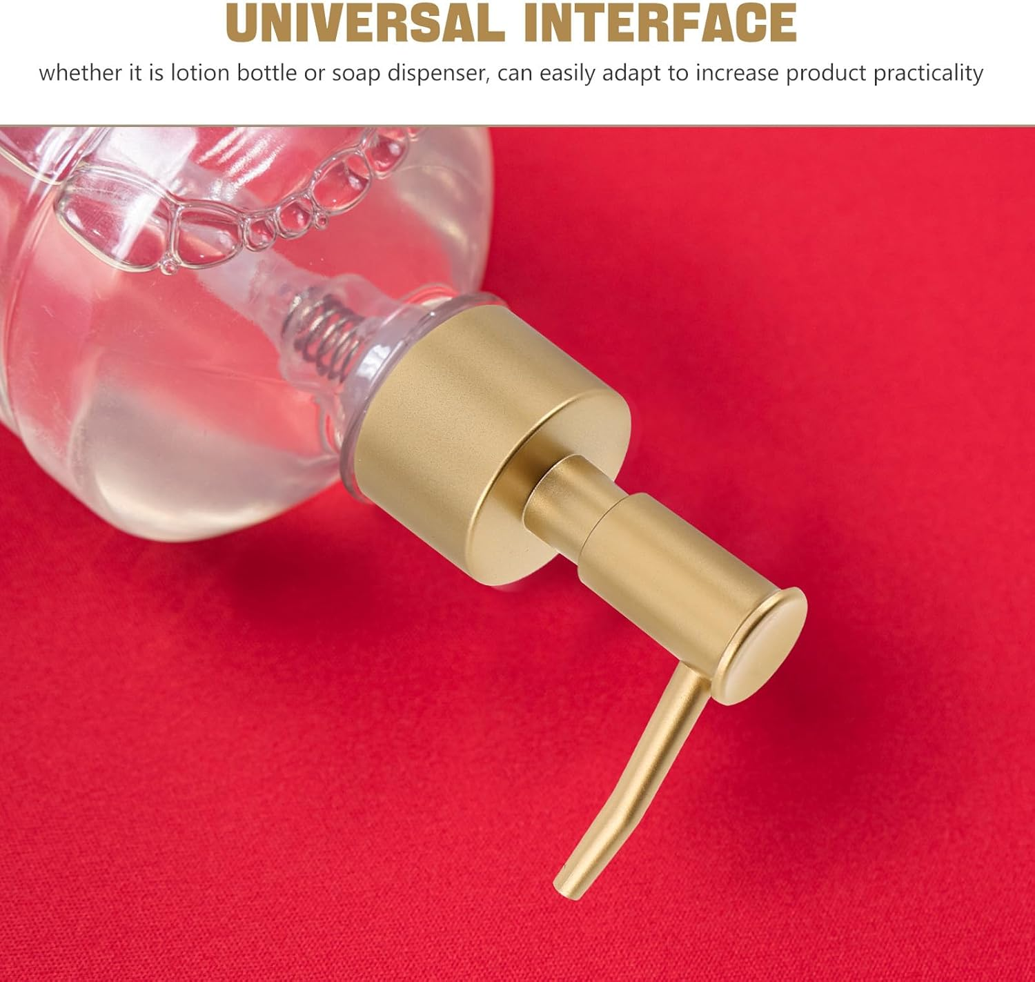 EPIGEIST 5Pcs Pearl Gold Plastic Lotion Dispenser Pump Heads Replacement for Soap Shampoo Hand Wash Bottles, 28Mm Thread, Suitable for Bathroom and Kitchen Use image number 3