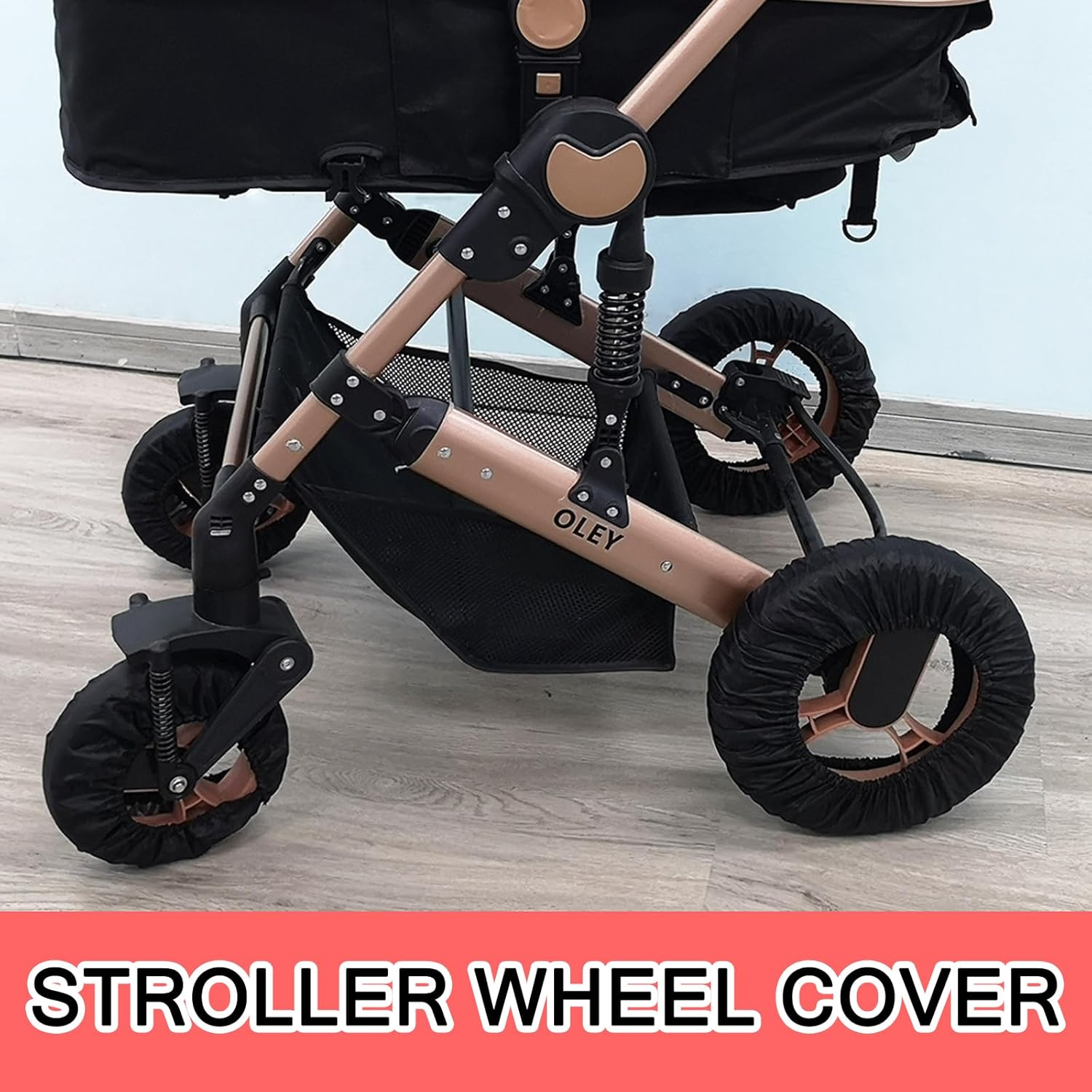 DAVBNM 4Pcs Baby Wheel Covers, Stroller Wheel Protectors, Baby Stroller Wheel Covers, Pram Wheel Covers, Wheel Chair Protectors, Stroller Wheel Protective Cover, Waterproof and Dustproof image number 1