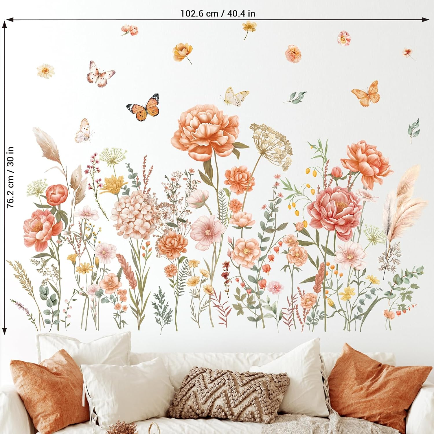 DECOWALL SG2-2507 Boho Large Flowers Wall Stickers Peel and Stick Removable Floral Decals Nursery Bedroom Garden Decor Blossom image number 4
