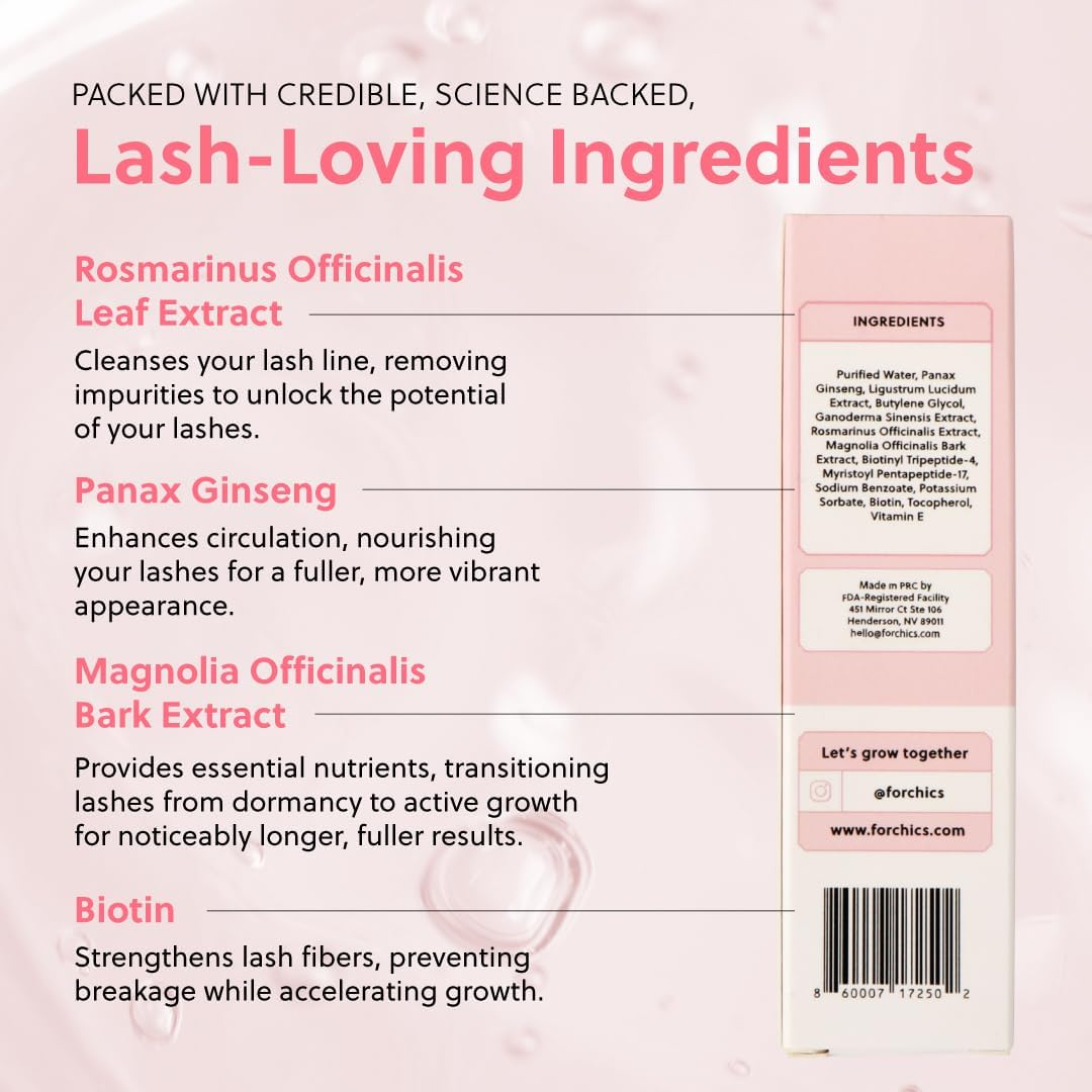 Forchics Forlash Eyelash Growth Serum - Enhancement Lash Booster for Fuller, Thicker, and Longer Eyelashes - Organic Lash Enhancer & Essential Thickener | Vegan & Cruelty-Free - [0.10 Fl. Oz / 3Ml] image number 2