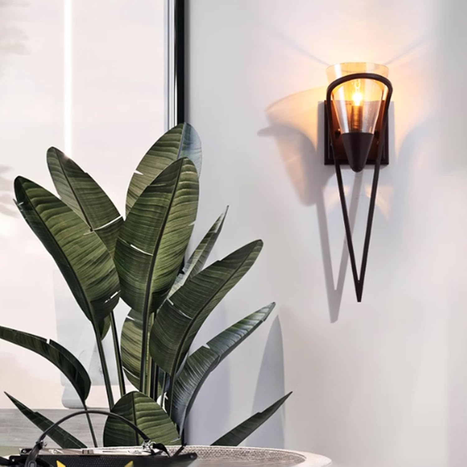 Vintage Wall Sconce Black Wall Sconce with Smoke Gray Glass Shade Candelabra Wall Sconce for Hallway Doorway Wall Lighting image number 2