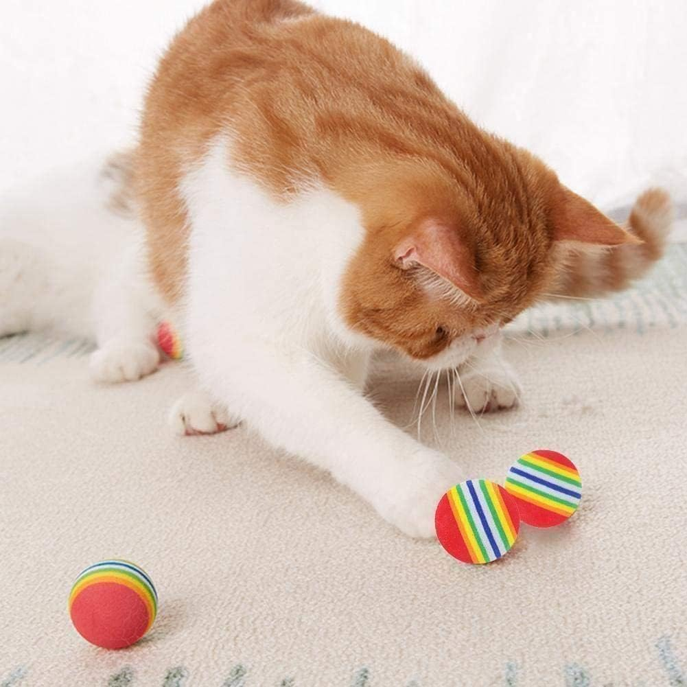 Pet Ball Rainbow Stripe EVA Sponge Floating Ball Swing Golf Club Beginner Kitten Training Practice Pets Supplies Cats Aids for Pet Keep Face Kitten Balloons Cats Cats Kit Cage Practice Cage 25 image number 3
