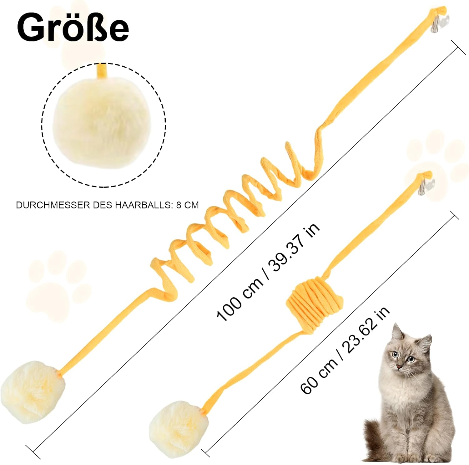 BEE&FLOWER Pack of 3 Cat Spring Toys, Self-Engineering Hanging Stretchy Cat Spring with Bell & Suction Cup, Soft Plush Interactive Cat Toy for Cat Run & Boredom image number 4