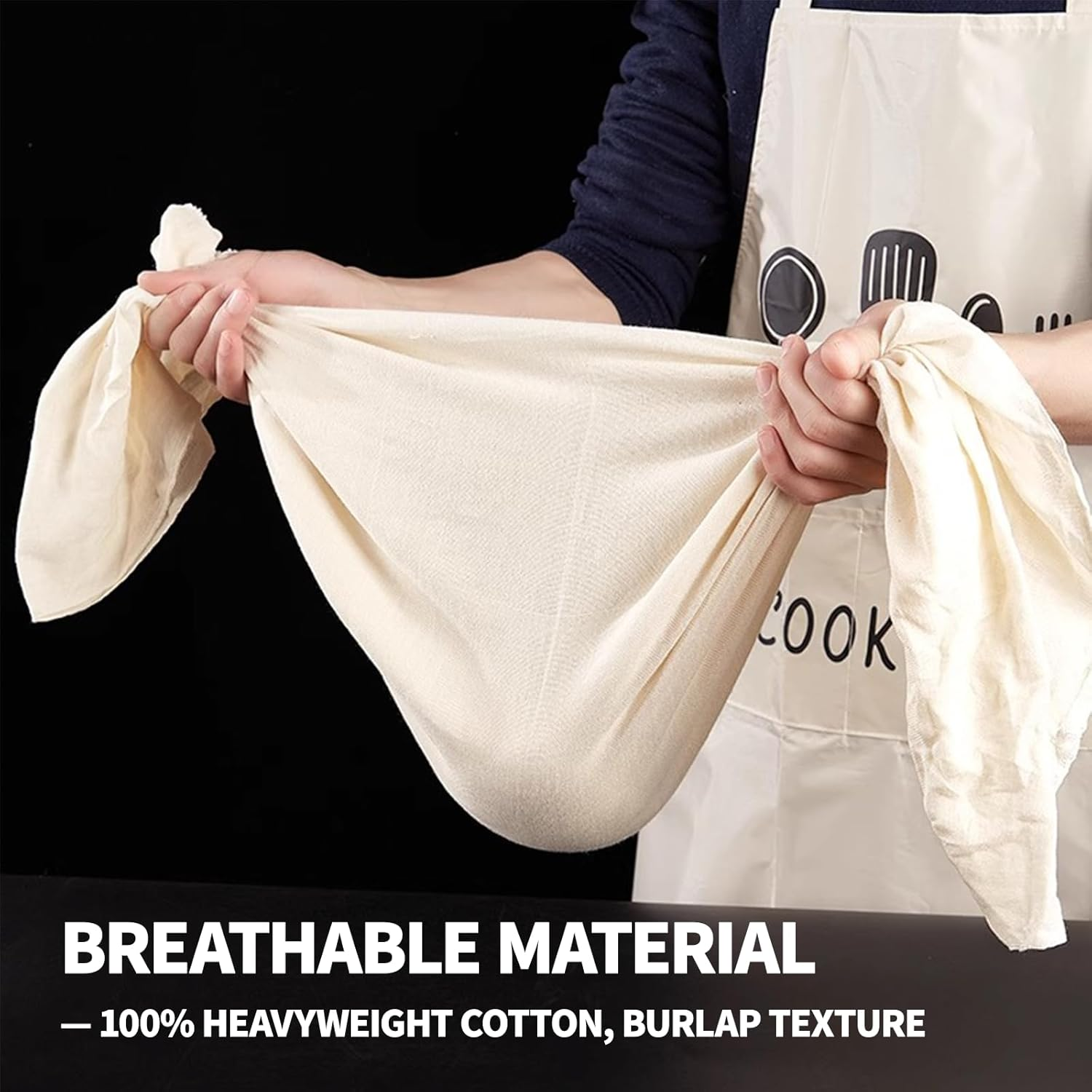 3 Pcs Grade Cheesecloth, Cheese Cloths, Dual Layer Design Pure Cotton Muslin Cloths, Ultra Fine Soft Square Cheesecloth Cheese Cloths Muslin Cloth Weave Fabric Filter for Cooking, Baking image number 5