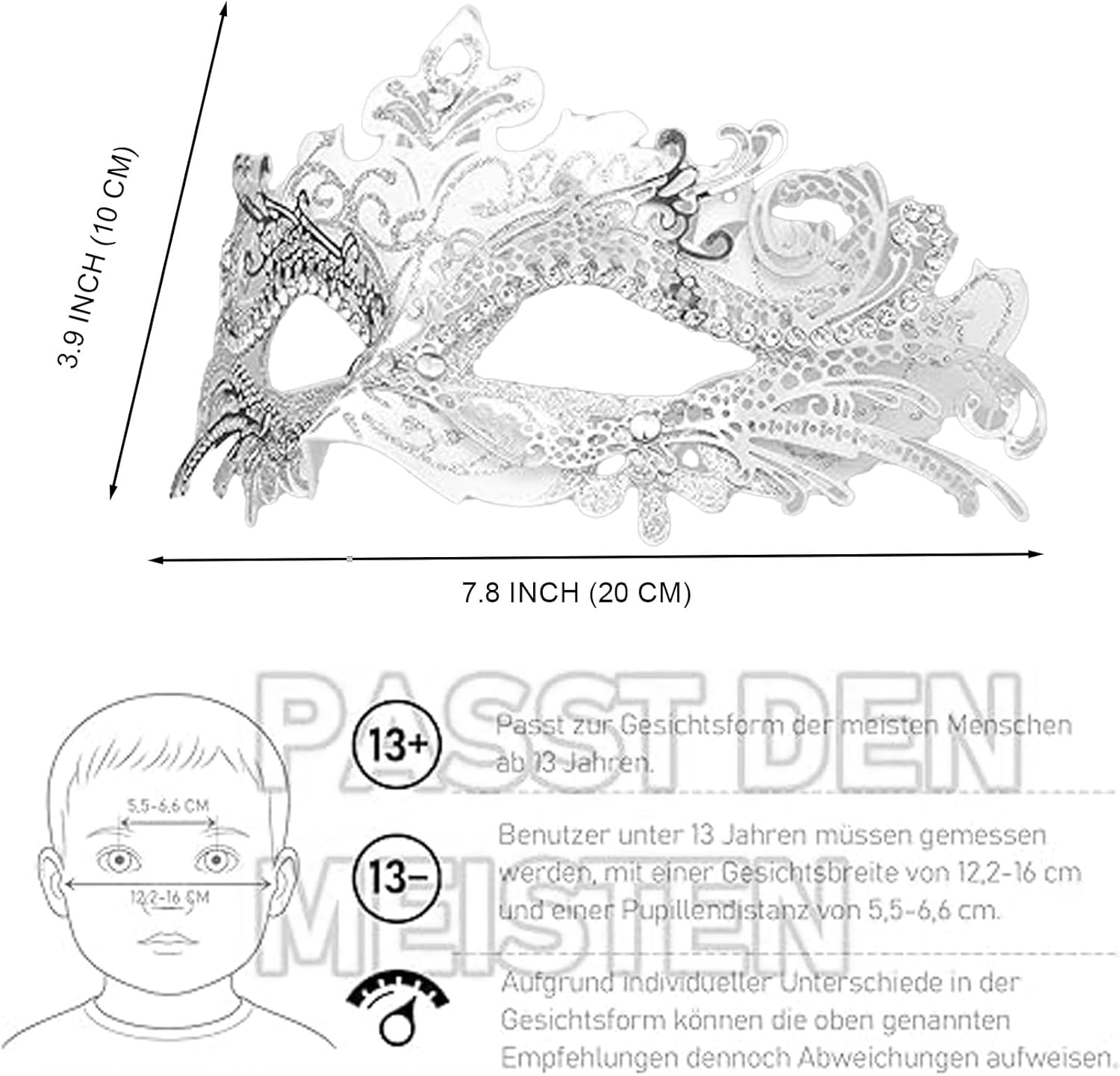 Masquerade Mask for Women: Elegant Venetian-Style, a Standout Masquerade Accessory. This 1-Piece White Mask Suits Mardi Gras, Costume Parties&mdash;Adding Glamour to Any Occasion. image number 4