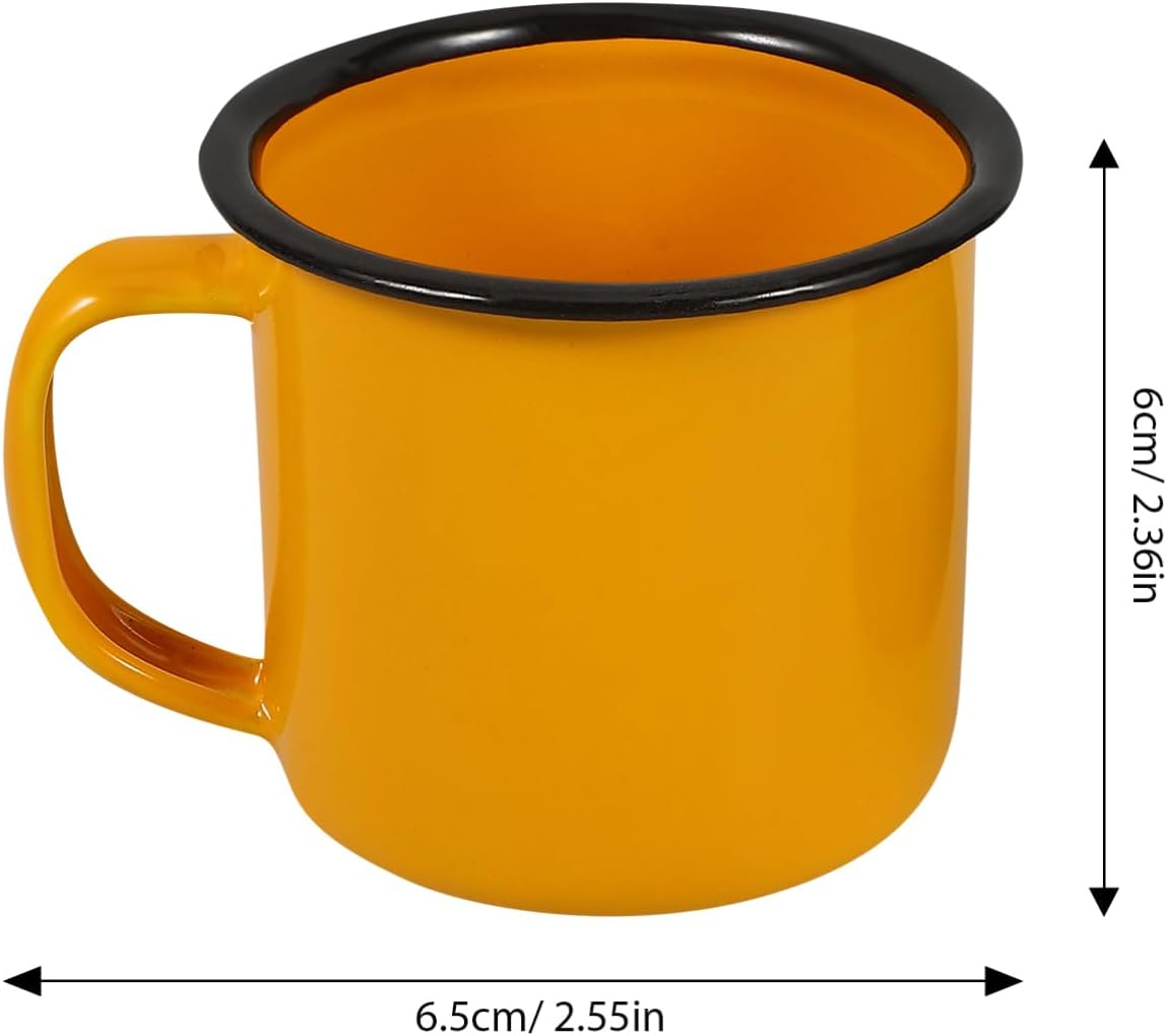 Yardwe 2 Pack Enamel Camping Coffee Mug Camp Mug Small Tiny Metal Enamelware for Indoor, Outdoor Hiking, Travel, Fishing, Picnics (Yellow, Blue) - Red, White image number 3