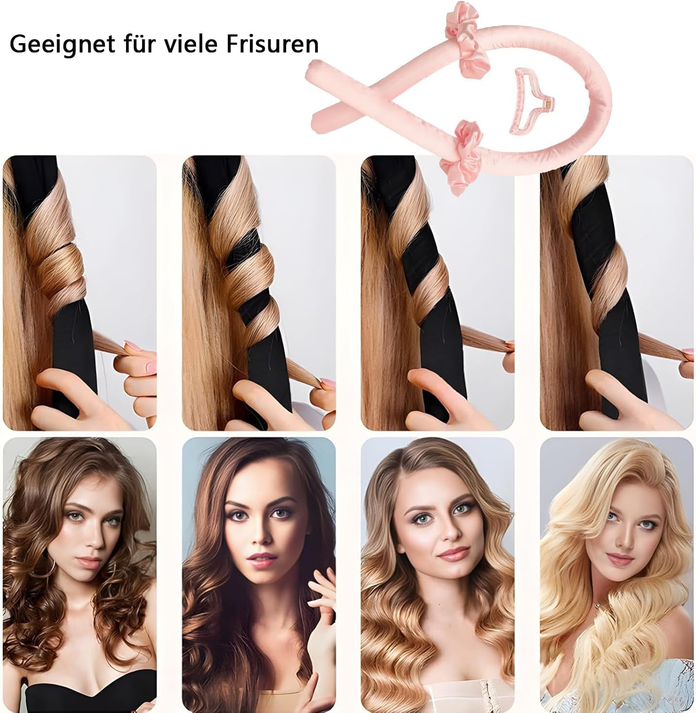 CUEMOON Curls without Heat, Heatless Curls Band Curlers Overnight, Silk Bands Hair, Curls Make Overnight Long Hair Ribbo image number 2