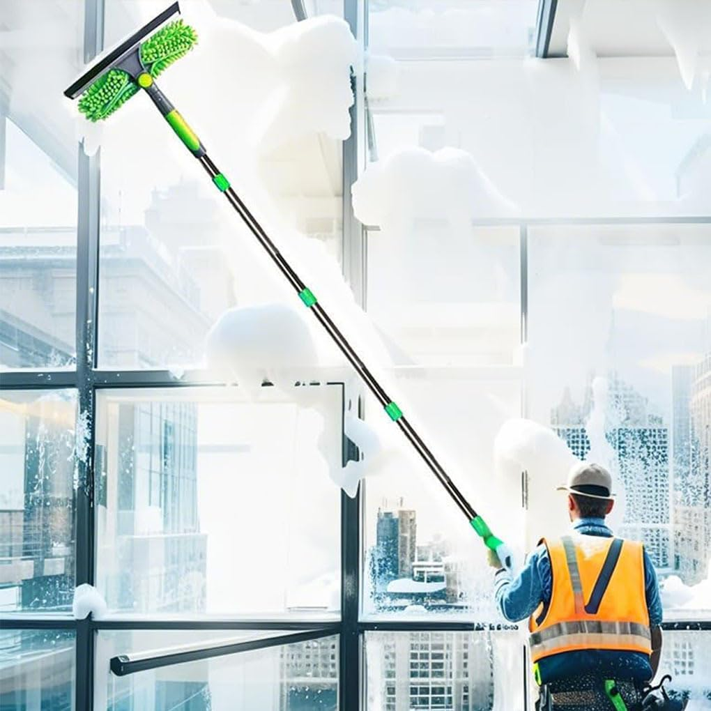 IOIUSKKU Extendable Window Cleaner Pole 5M Telescopic Extension Long Reach Window Cleaning Equipment ABS Window Cleaning Pole, A