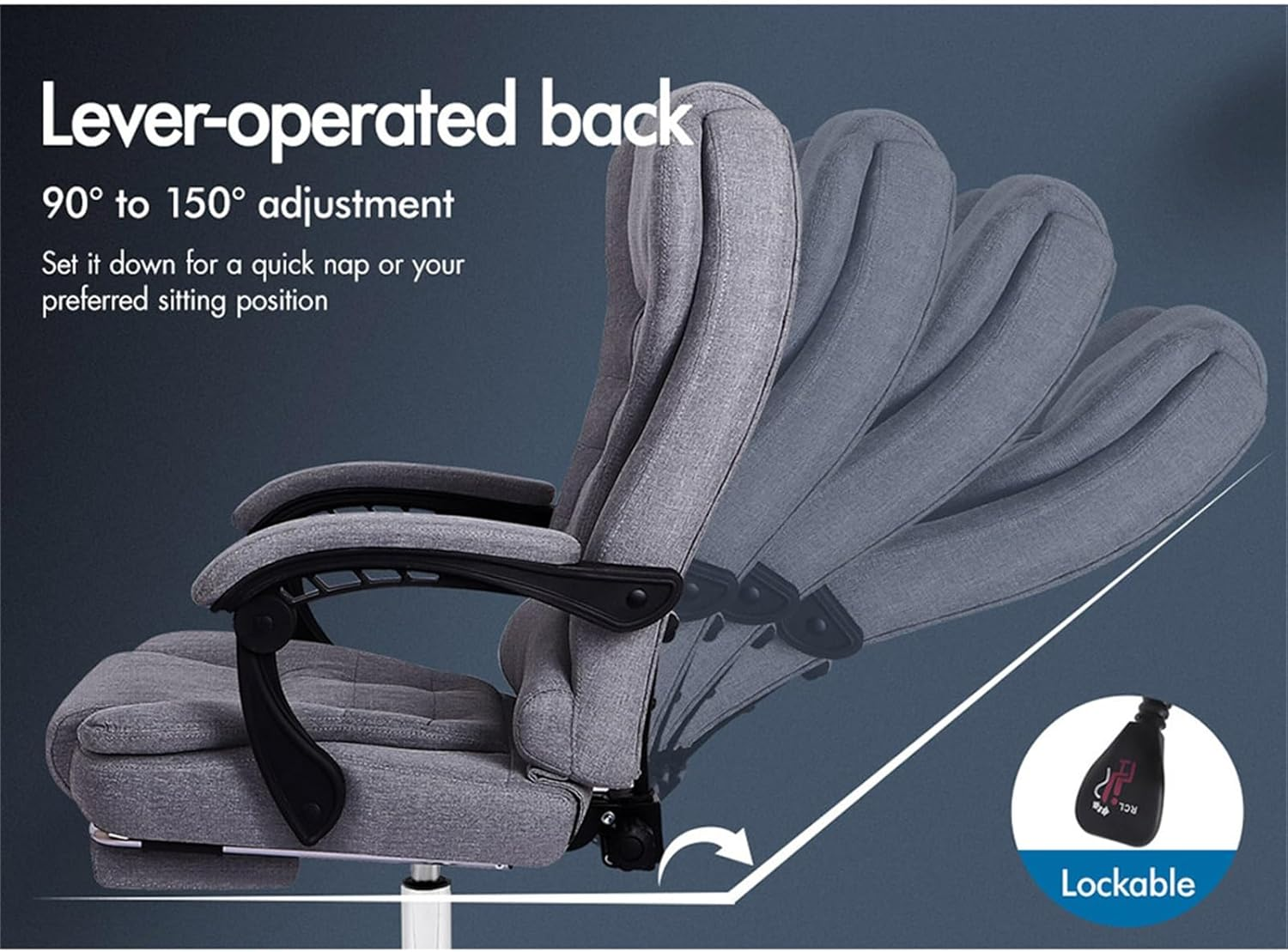 ALFORDSON Fabric Grey Swivel Video Game Chairs, Office Chair Ergonomic Computer Desk Chair Executive Home Desk Chair with Footrest