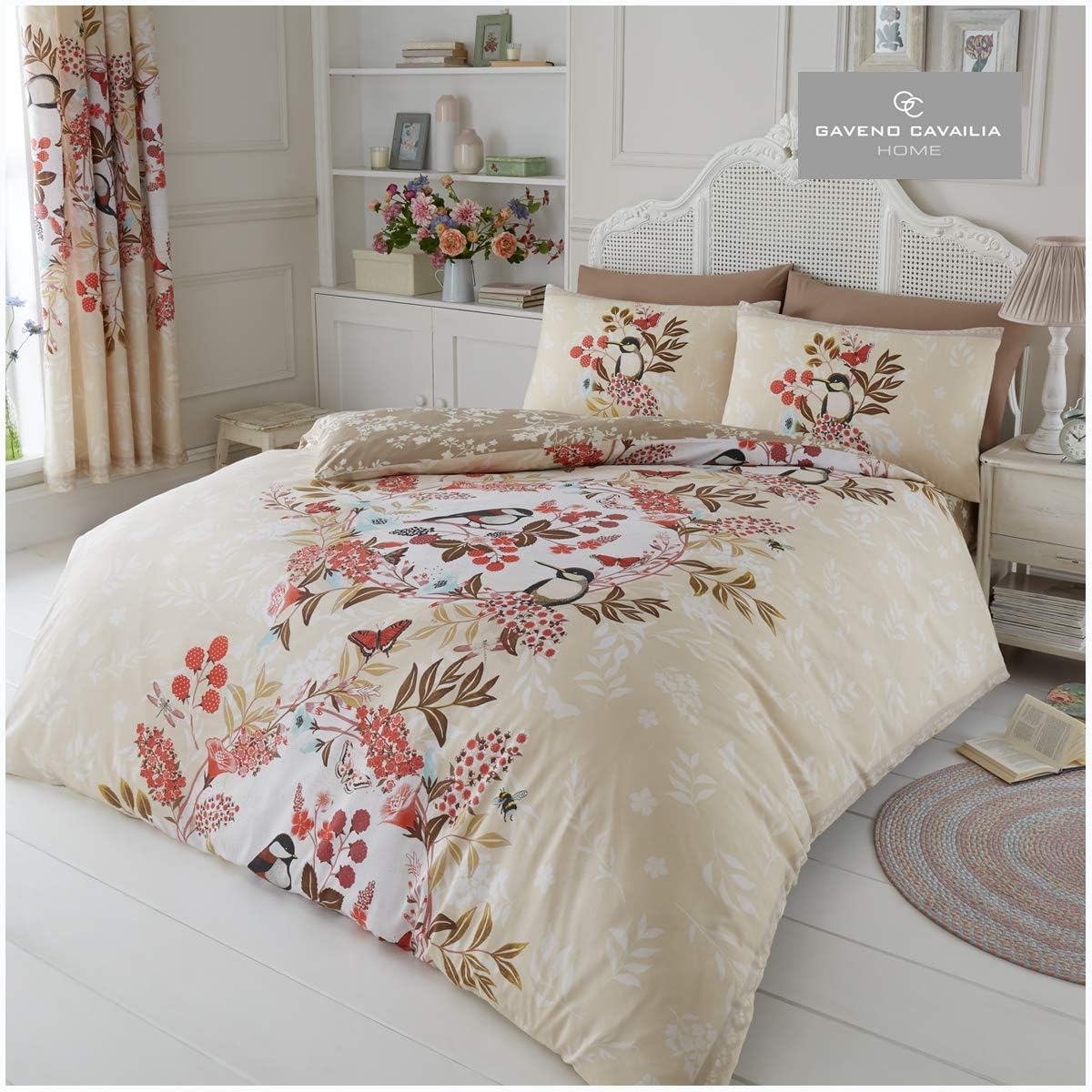 GC GAVENO CAVAILIA Luxury Printed Duvet Cover, Polycotton Reversible Bedding Quilt Set, Wisteria-Cream/Natural, Double image number 3