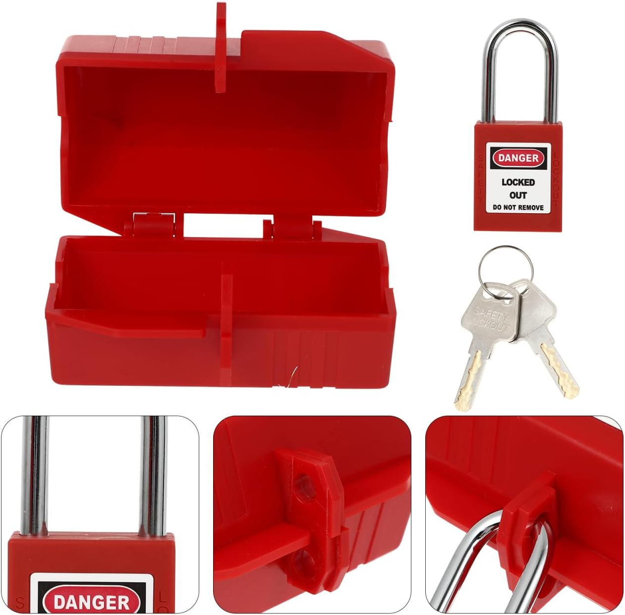 1 Set Household Appliance Plug Lockout Child Safety Power-Off Lock for Industrial Domestic Plugs Plastic Lock Box image number 1
