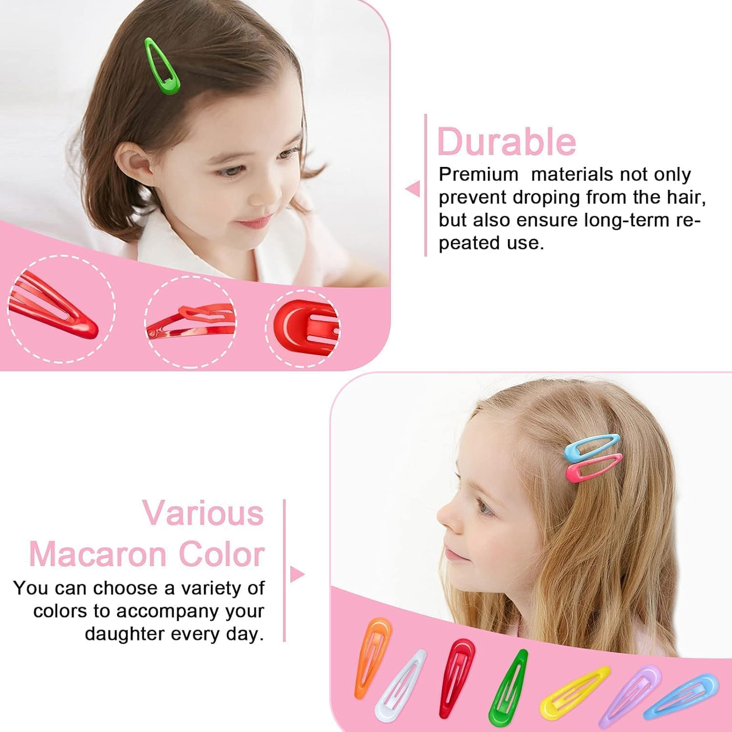 Colorful Small Metal Snap Hair Clips, 30Pcs Cute Candy Color Hair Barrettes Hair Clips Hairpins,Candy Color Snap Hair Barrettes Non-Slip Small Hairpin with Box for Toddlers Girls image number 1