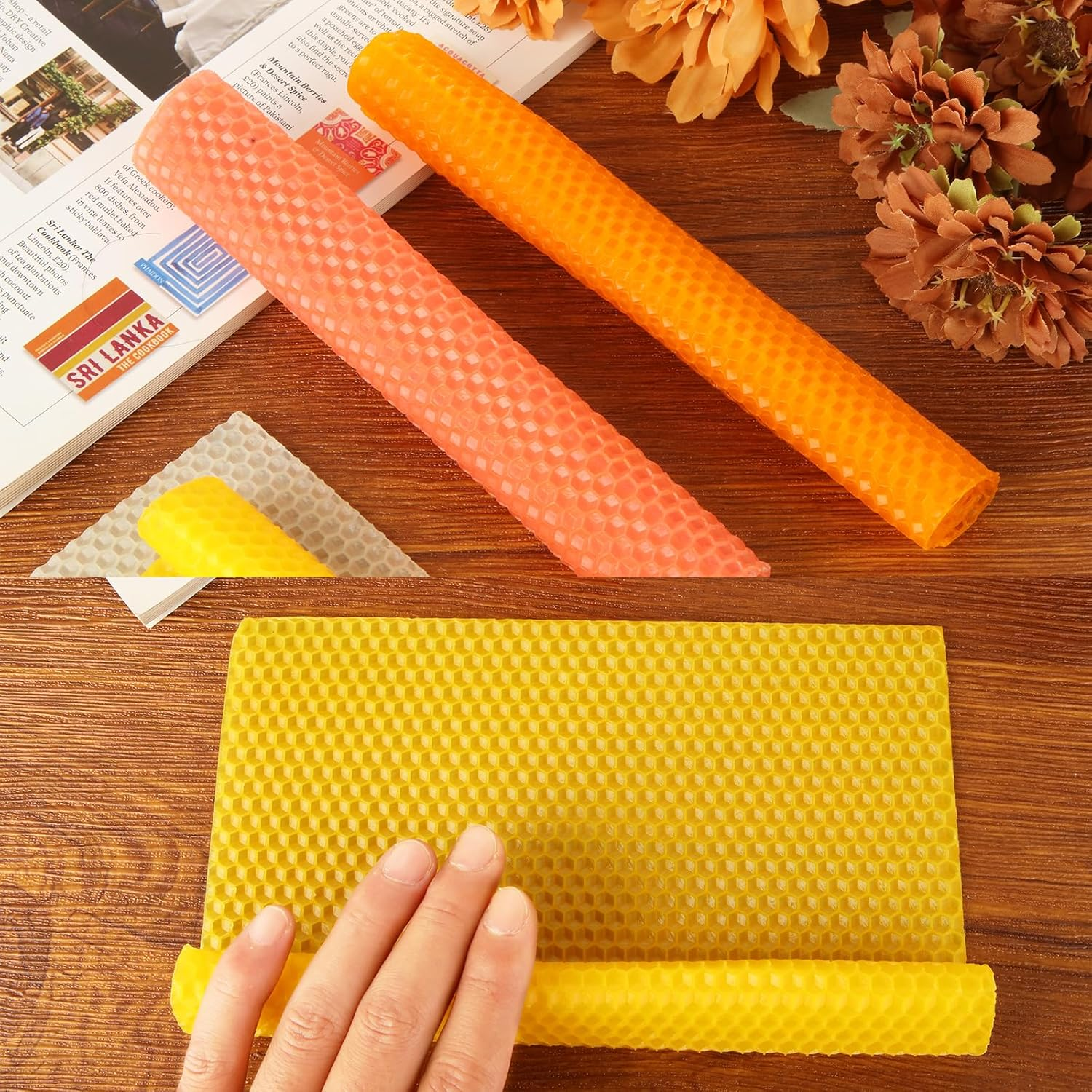 GBACHOOSE 24PCS Beeswax Candle Making Kit 8X8 Inch Beeswax Sheets for Candle Making, 12 Colorful Beeswax Sheets Create Your Own Unique Candles