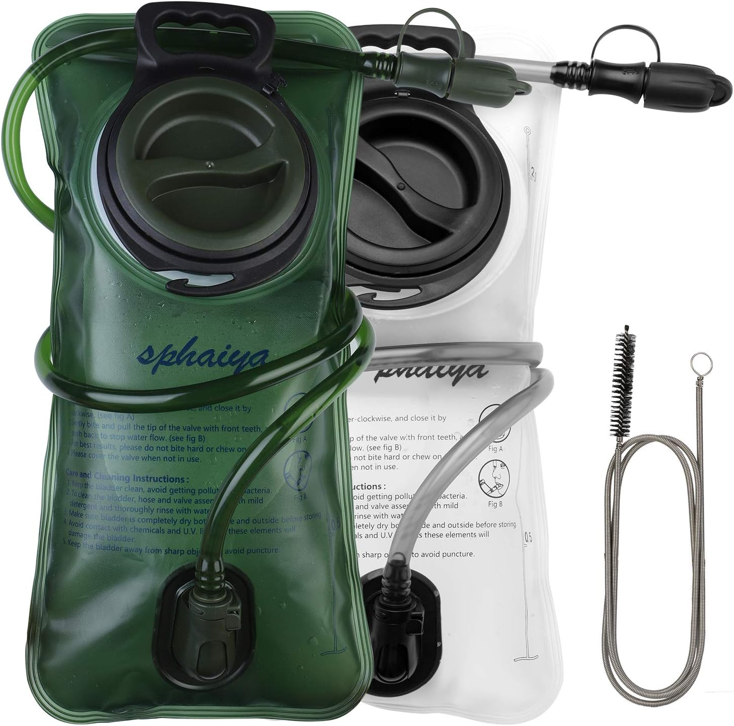 Hydration Bladder 2 Pack+1Pcs Clean Flexible Brush 2 Liter Leak Proof Water Storage Bag Reservoir，Military Hydration Pack Replacement for Hiking Biking Climbing Cycling Running Camping Backpack