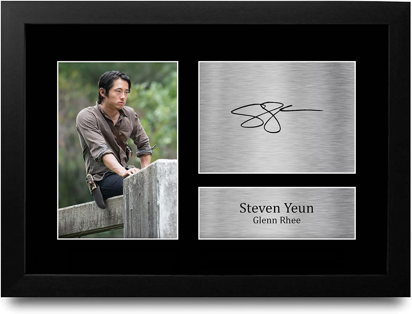 HWC Trading FR A4 Steven Yeun the Walking Dead Glenn Rhee Gifts Printed Signed Autograph Picture for TV Show Fans - A4 Framed