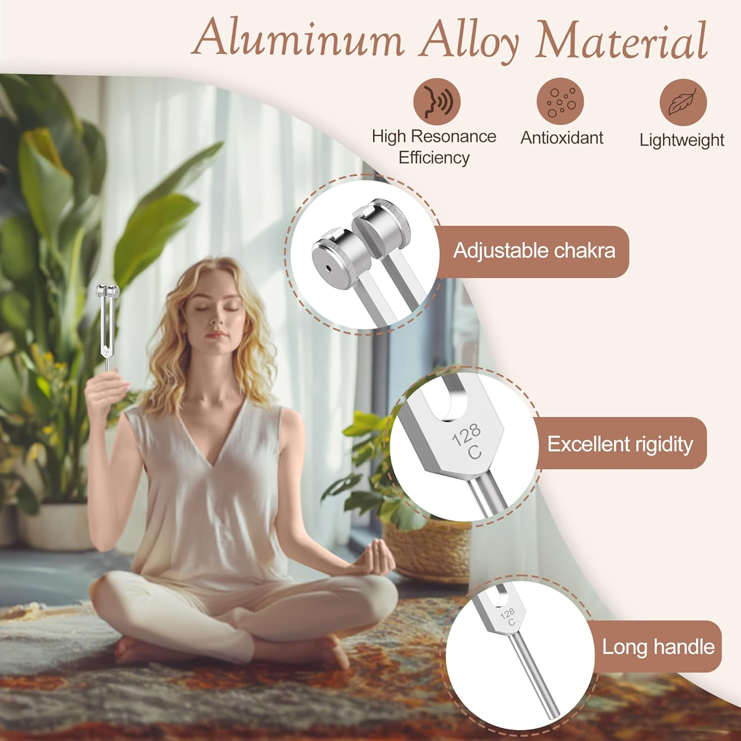 128Hz Tuning Fork - Aluminium Alloy with Silicone Hammer & Carry Pouch - Perfect for Yoga, Meditation & Relaxation image number 1