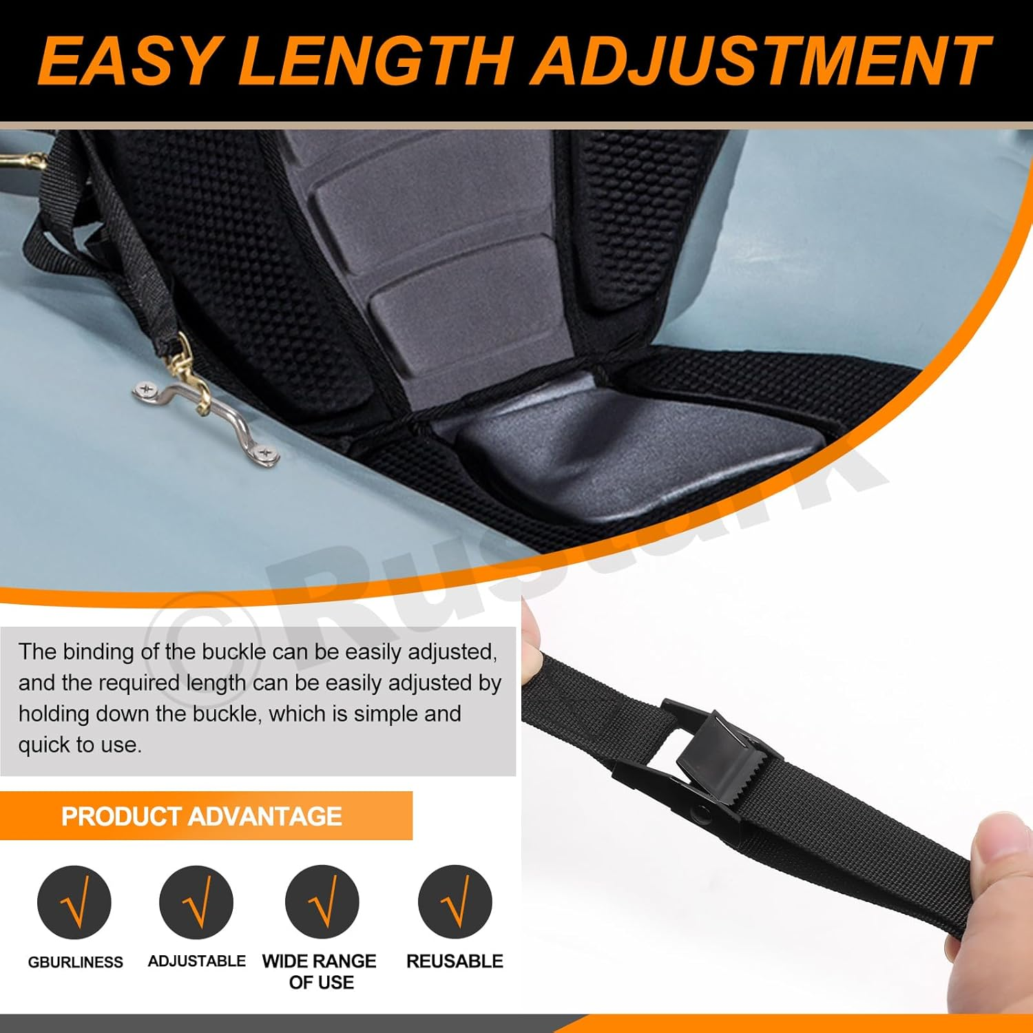 14Pcs 2 Sets Battery Tie down Strap Kit with Stainless Steel Cam Buckle, Stainless Steel Bracket and SS Screws for RV, Boat, SUV Battery Box Hold down Straps image number 3