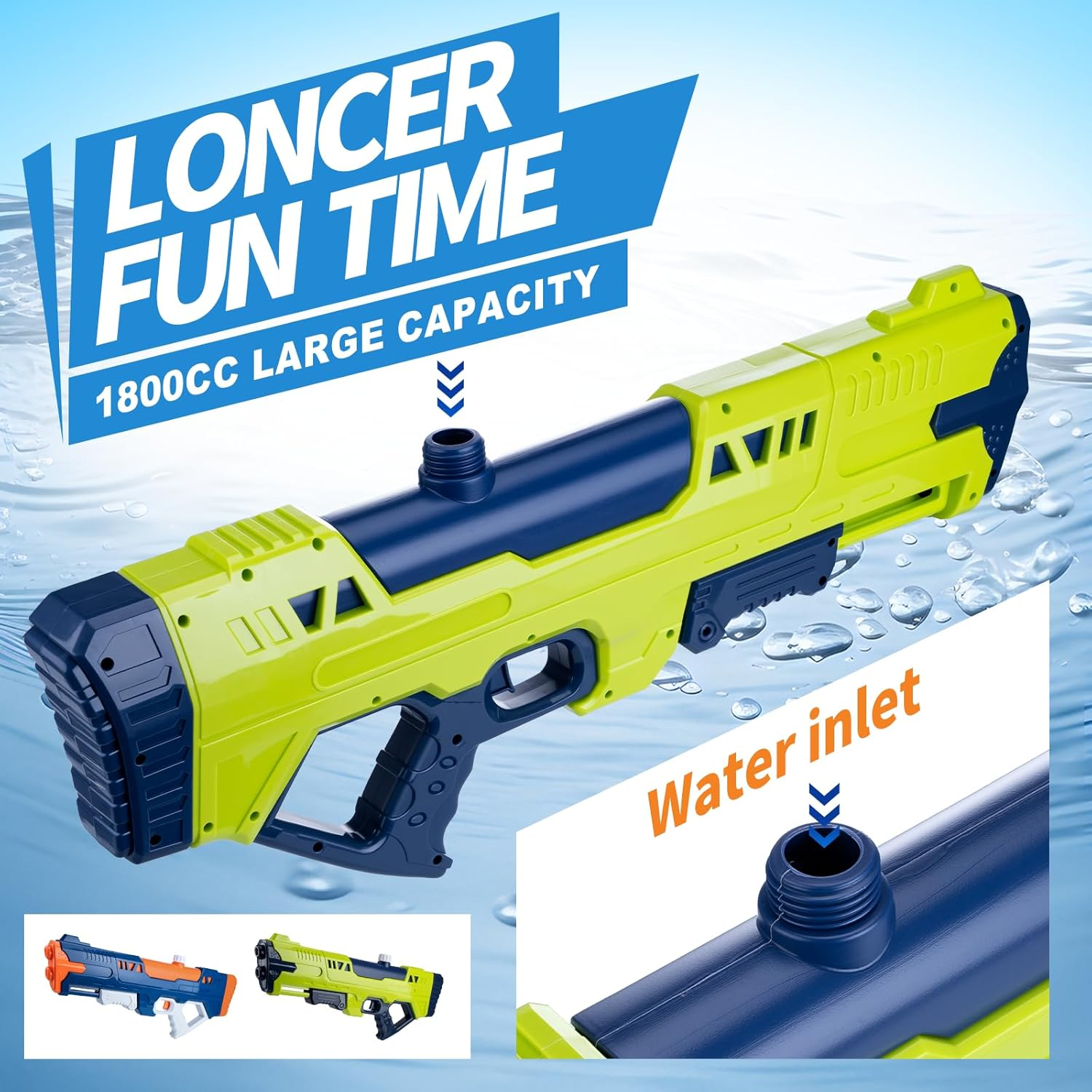 2 Pcs Water Guns for Kids, 1800Ml Big Water Pistol Squirt Guns for Toddlers, Water Blaster Toys for Boys Girls, Summer Toys for Outdoor Indoor Swimming Pool Beach Game image number 1