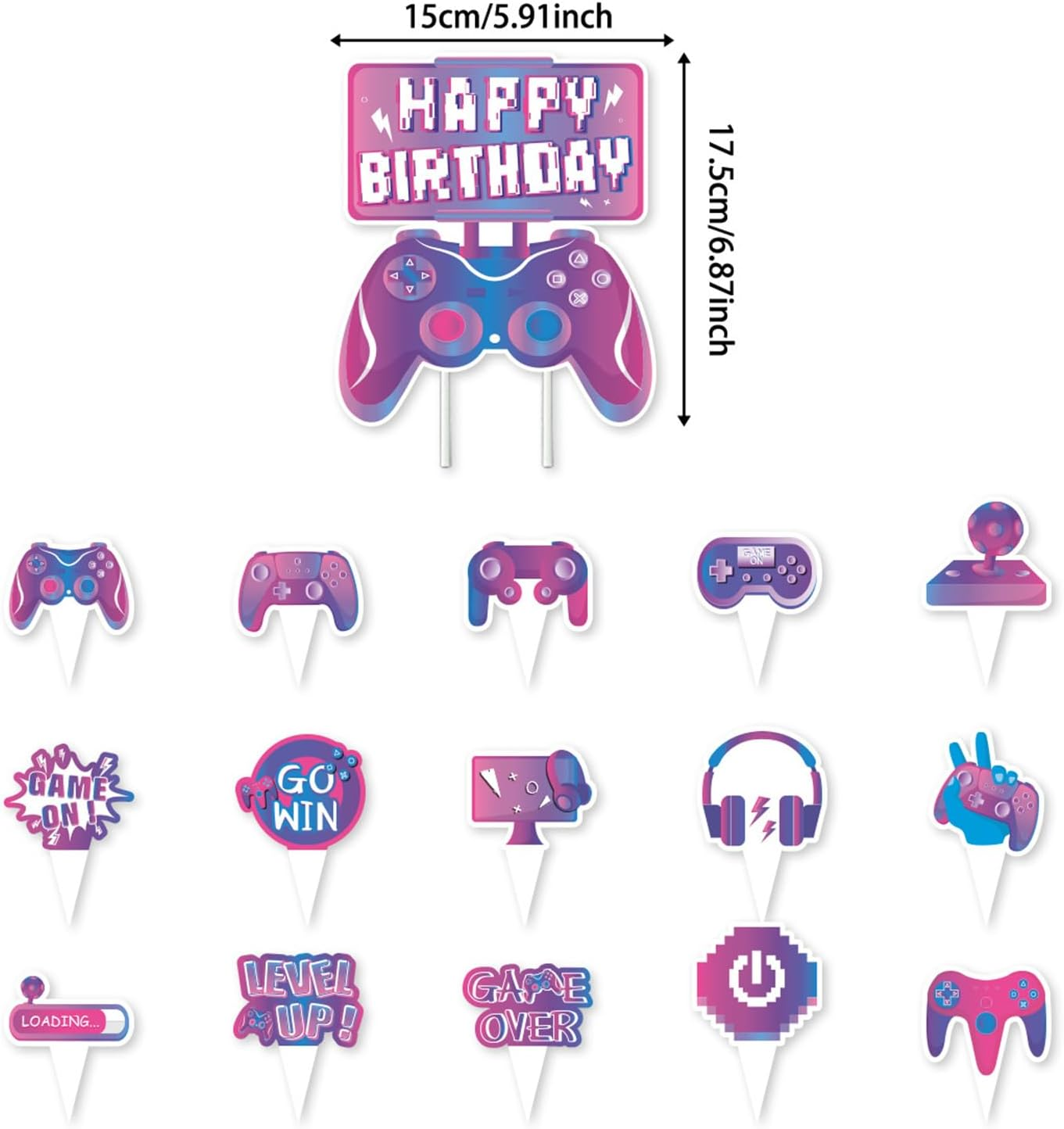Video Game Birthday Party Decorations Game on Party Supplies Gaming Birthday Decoration Including Happy Birthdays Banner, Latex Balloons and Cake Decorations image number 1