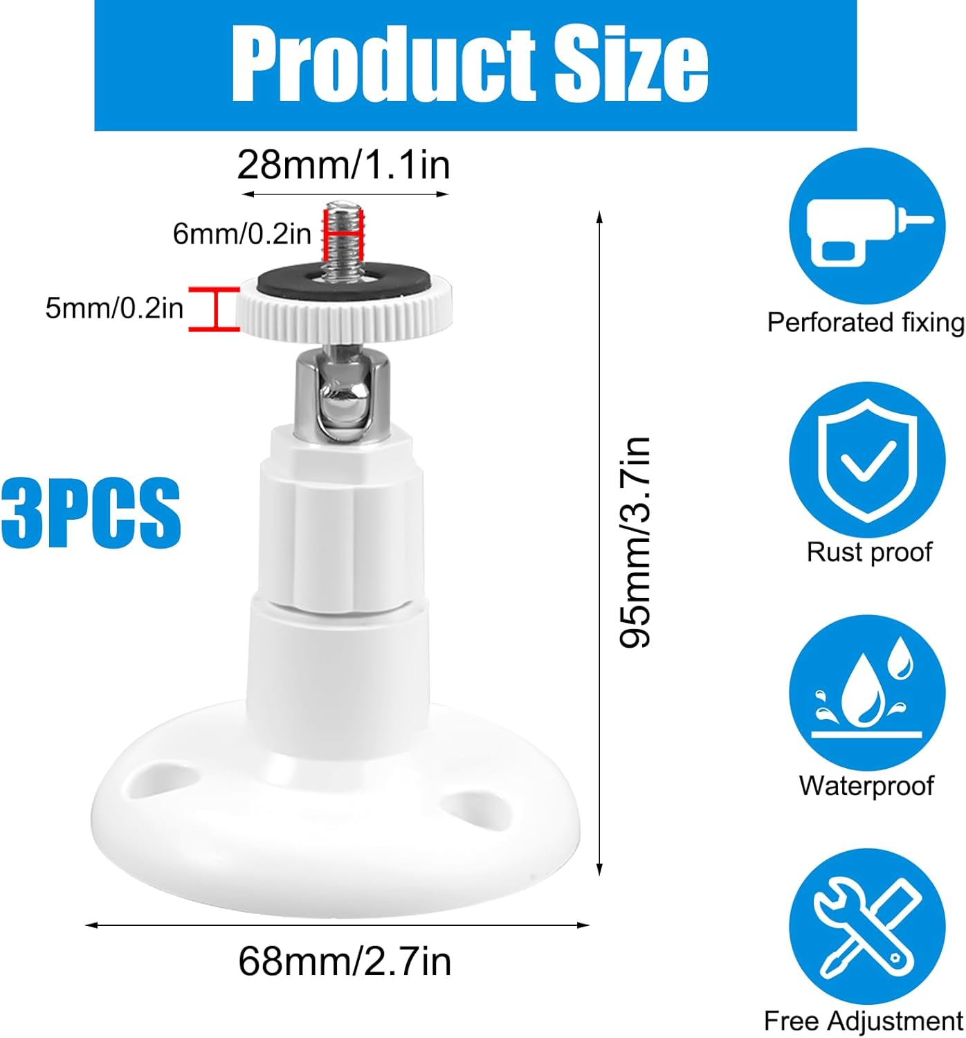 Adjustment Wall Mount Compatible with Ring Stick up Camera Ring Camera Holder Outdoor 360&deg; Adjustable Security Camera Wall Mount Ring Cam Camera Wall Mount for Arlo Arlo Pro Cam System image number 1