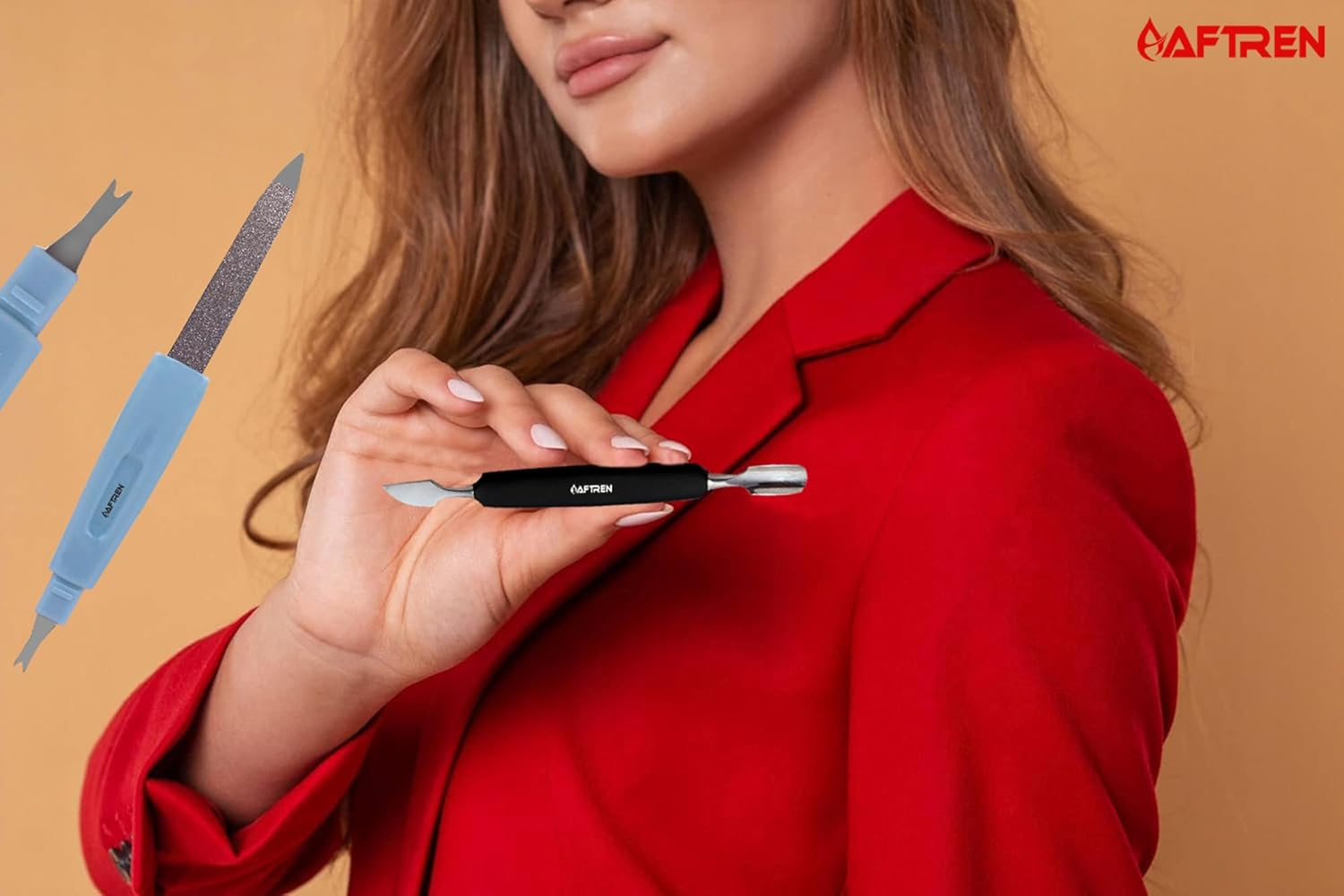 Professional Double-Sided Cuticle Pusher, Sharp Edge Spoon, Ingrown Toenail Lifter, Stainless Steel Nail Clippers, Nail Care Tools, 2-Piece Set, Black image number 1