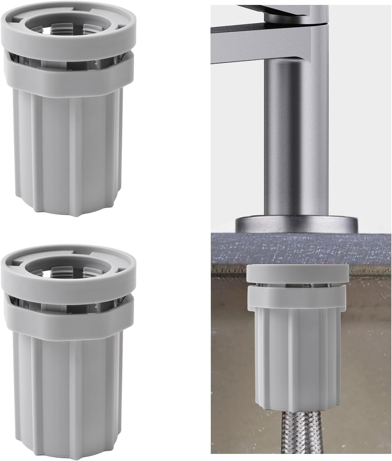 UFURMATE Tap Mounting Nut, 2 Pieces ABS Plastic Tap Lock Nuts Quick Installation Faucet Anti-Loosening Nut Hot Cold Water Tap Lock Nuts for Kitchen Bathroom (32 Mm) image number 3