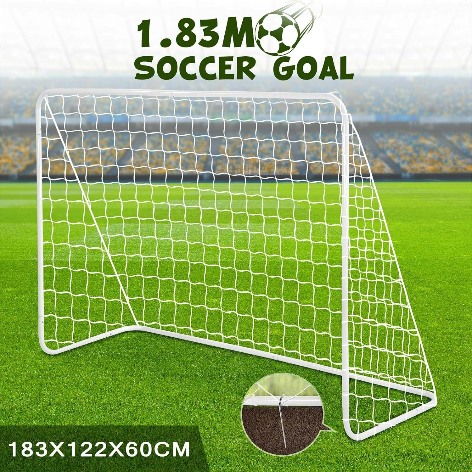 Soccer Goal Set Football Net Metal Frame Backyard Training Practice Kids Adults Youth Home Outdoor Sports Games Match - 1.83X1.22M image number 4