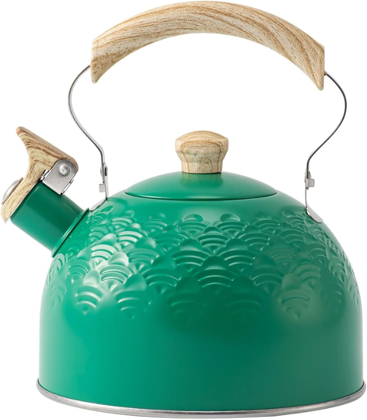 Whistling Tea Kettle Stovetop, 85 OZ/2.5 Liter Stainless Steel Teapot, 304 Food Grade Stainless Steel, Available with Induction Cooker and Gas Stove, Loud Whistling Kettle (Green)