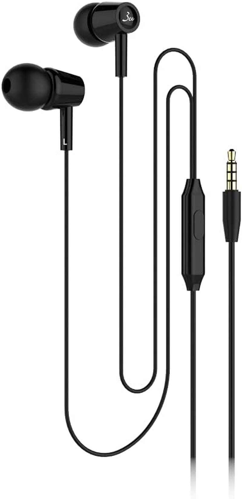 3Ee UAG01 Wired Earbuds, Airtight Type, 4.9 Ft (1.2 M), Microphone Included, Dynamic Type, Voice Recognition (Siri, Google Assistant), Black, M (Light Pink)