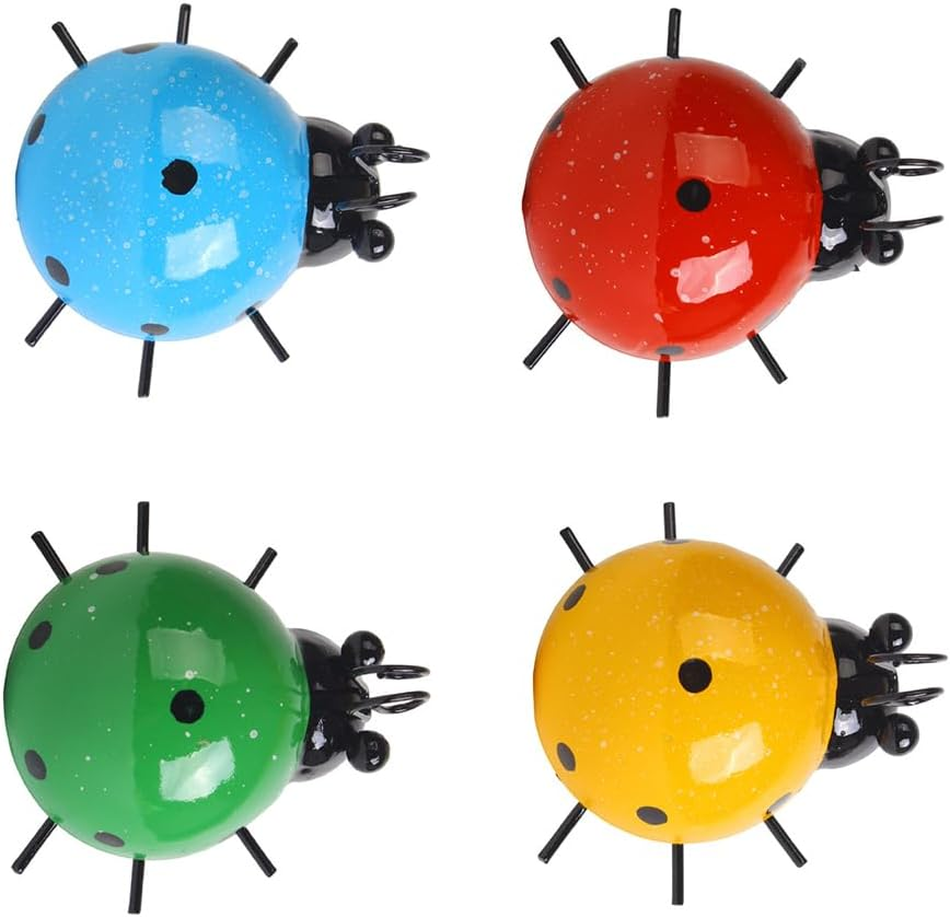 4 Color Metal Ladybugs Garden Decoration, Cute Craft Statue Outdoor Fence Tree Decoration Iron Beetle Wall Hanging Ornament Home Hanging Decorations Ladybugs image number 6