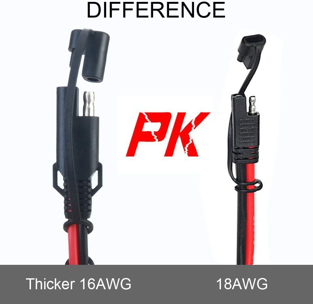 Battery Charging Cables SAE to SAE 12V-24V Quick Disconnect Extension Cable 2 Pin with Dust Cap DC Connection Cord Plug 4 Feet 16AWG Gauge for Camp Trailer Solar Panels Battrey image number 4