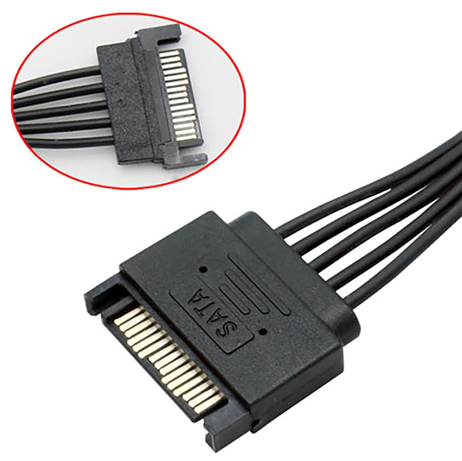 Tunghey 2Pack 15 Pin SATA Power Extension Hard Drive Cable 1 Male to 3 Female Splitter Adapter for Hdd、Ssd、Optical Drives Sata Power Cable (1 to 3) - 1 To 4 image number 2