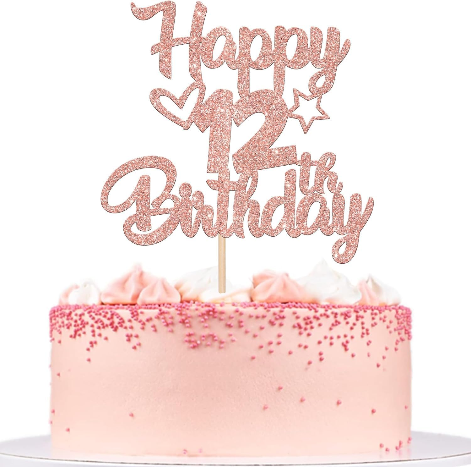 1 Pack Happy 21St Birthday Cake Topper Glitter Heart Star 21 Fabulous Cake Pick Birthday Sign Cake Decorations for Children 21St Birthday Theme Party Supplies Rosegold (21St)