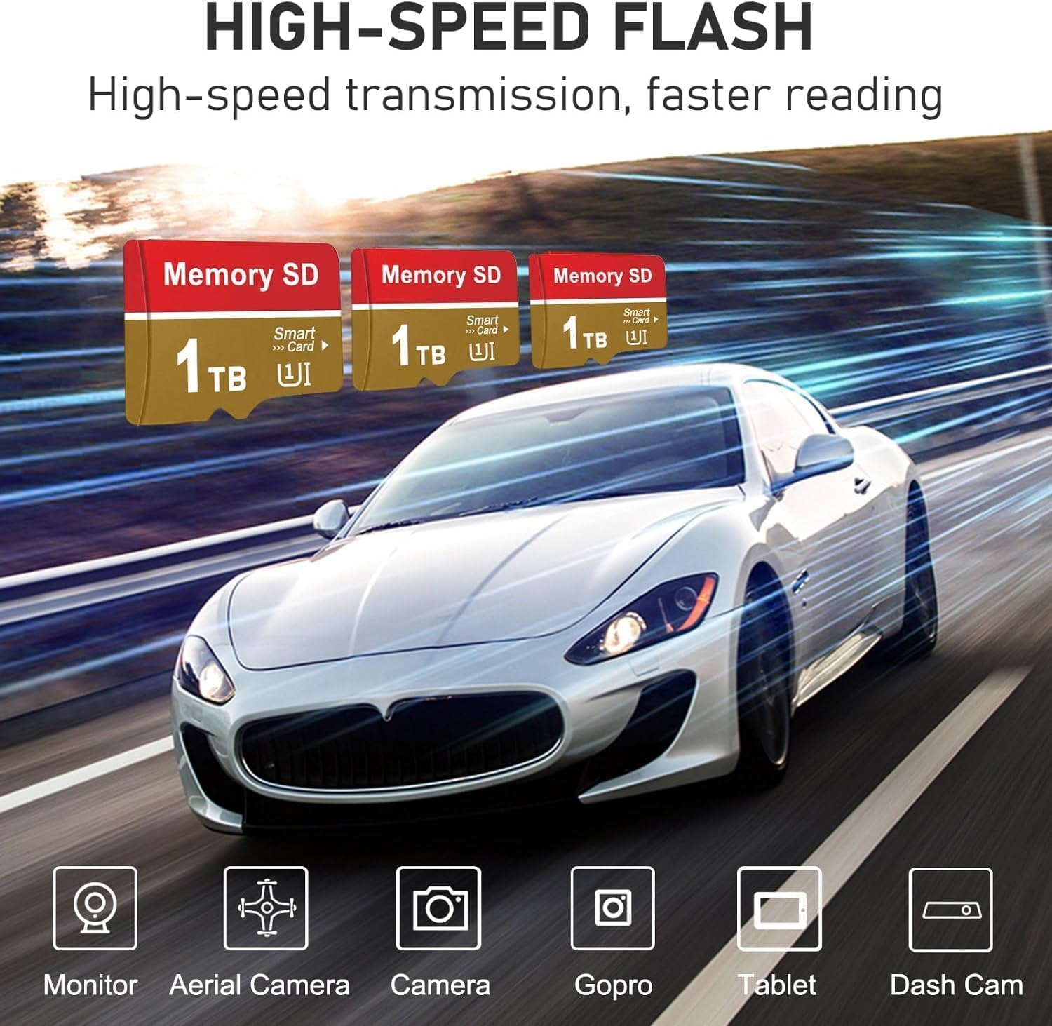 Microsd Microsdxc Card 1024GB High Speed TF Card for Smartphones Drones, Action Cameras, V30, U3, A2, 4K UHD, UHS-I image number 2