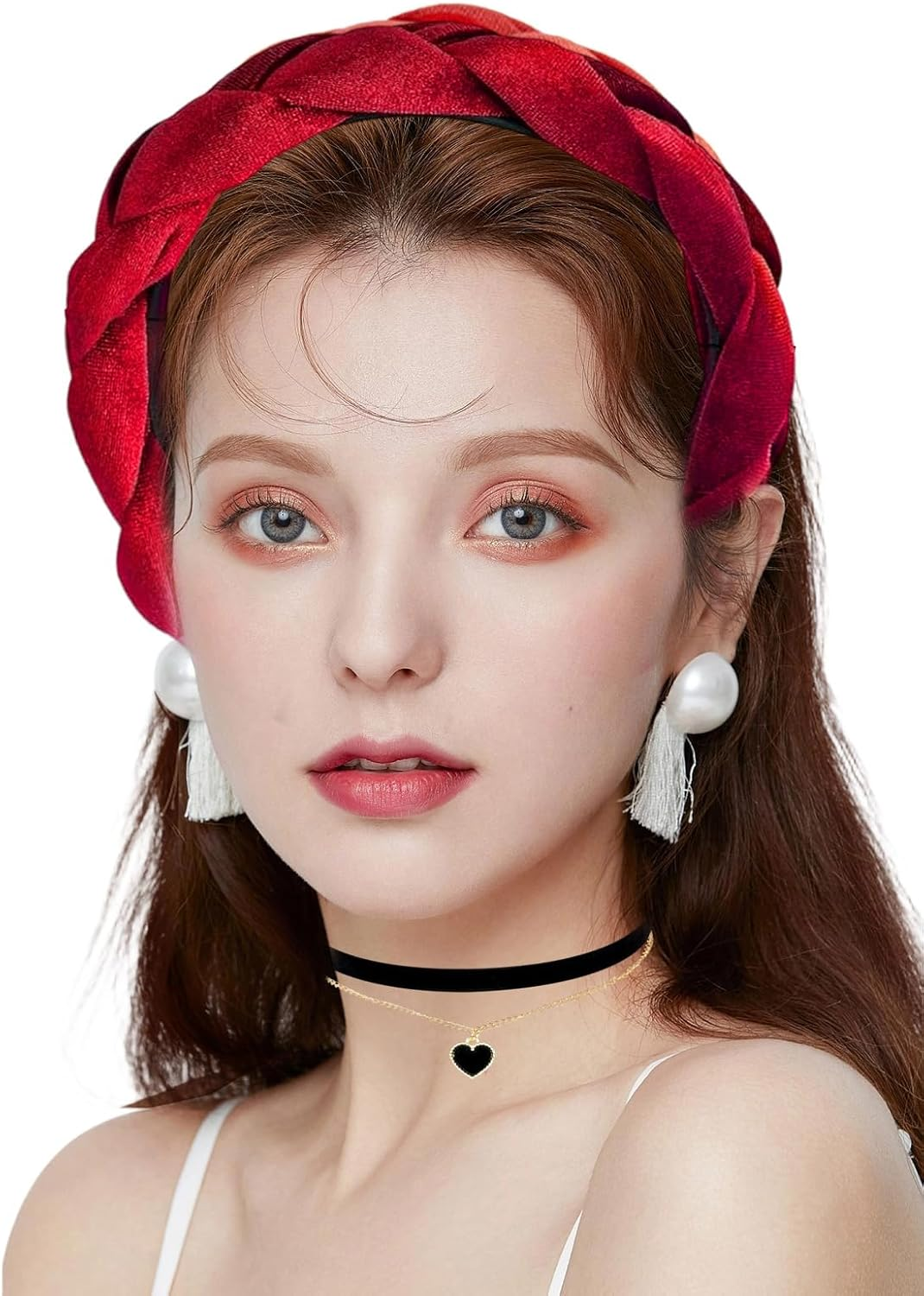 1 X Vintage Dirndl Headband + 1 X Black Choker, Simple Style Costume Headband for Make-Up, Face Wash and Headdress, Clothing Accessories image number 2