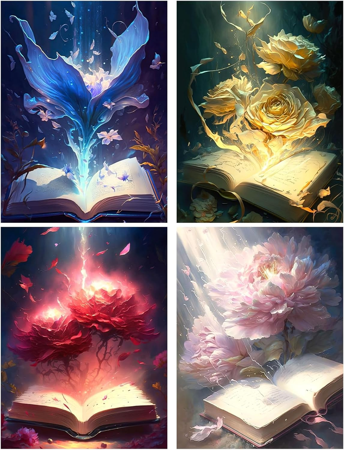 RICUVED Diamond Art Kits for Adults, Flower Diamond Art Kits Full round Drill Red Rose Diamond Art, Diamond Gem Dots Art and Crafts for Gift Home Wall Decor 12X16Inch