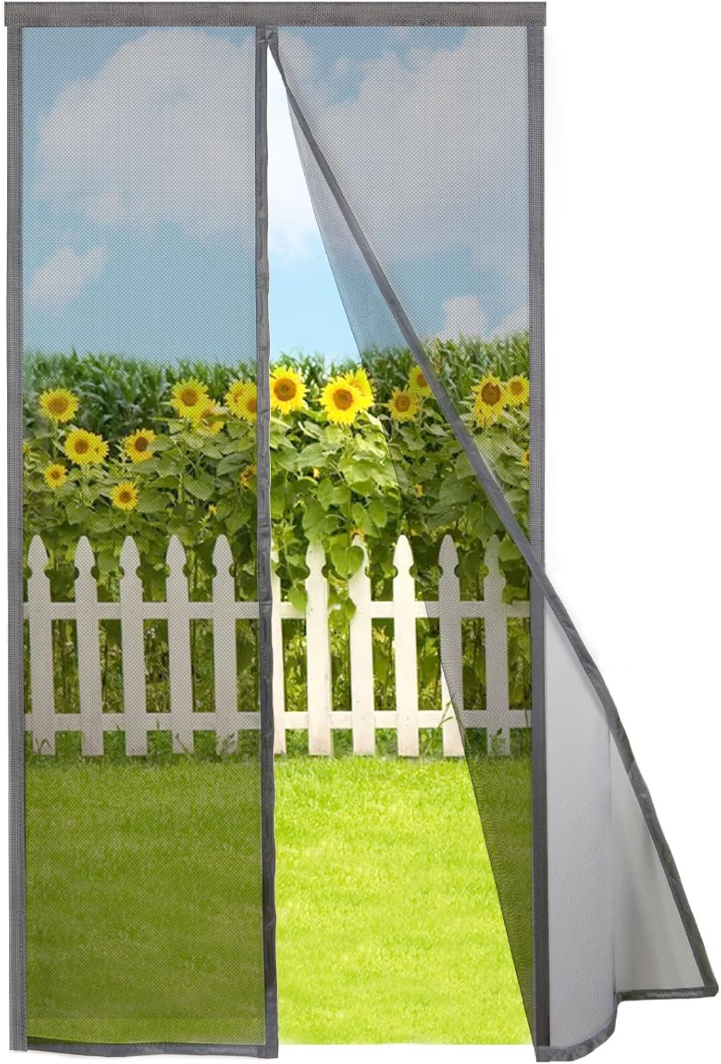 Risareyi Magnetic Fly Screen Balcony Door, 120 X 230 Cm, Black Fly Screen Door, Window, Magnetic Insect Protection Balcony Door, No Drilling with Strong Magnets, Self-Closing for Patio Door, Sliding