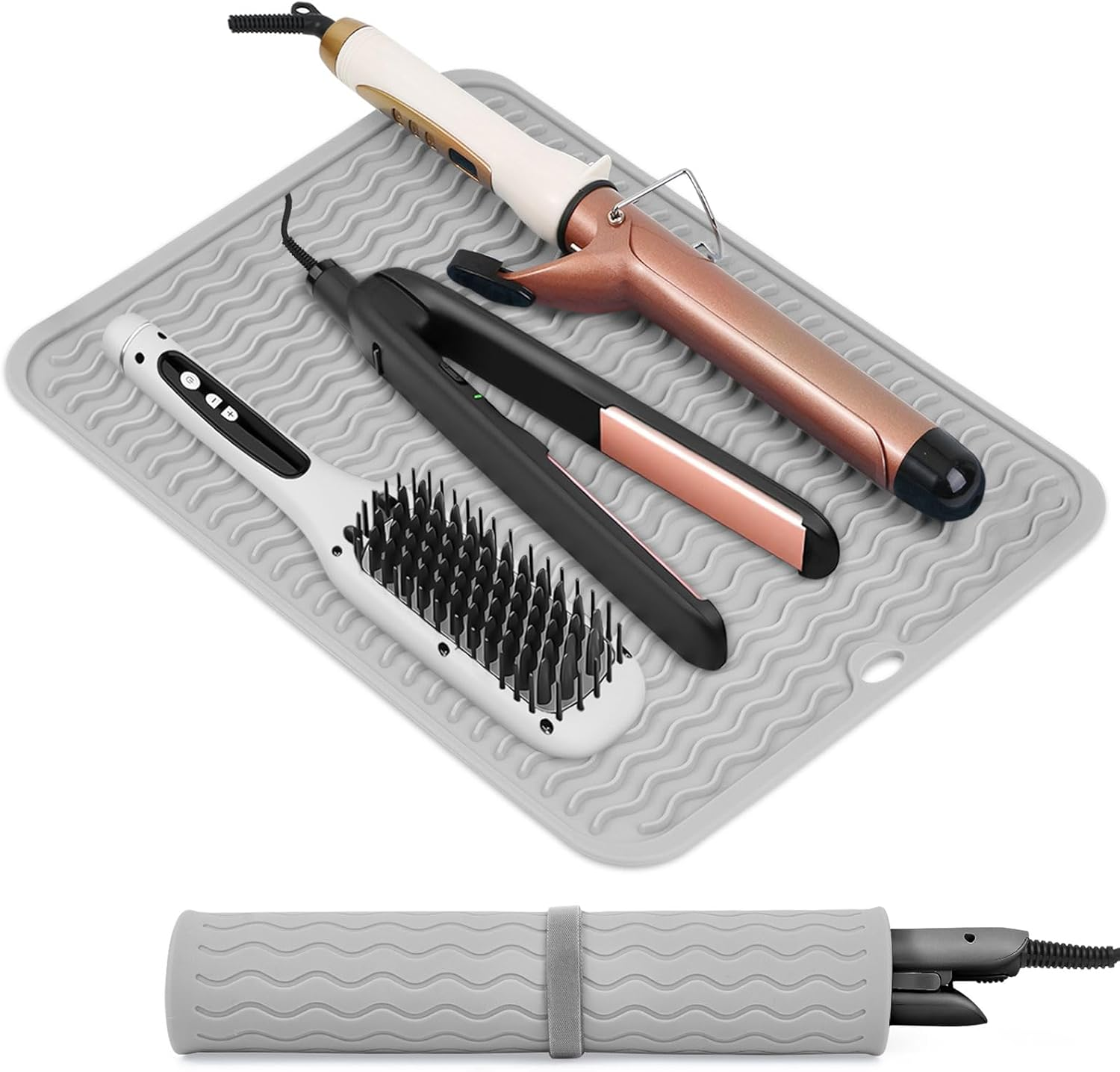 Suafrnut Oversize Silicone Heat Resistant Mat, Portable Travel Mat Cover for Curling Irons, Flat Irons, Hair Straightener and Hot Hair Styling Tools(14.2" X 11")