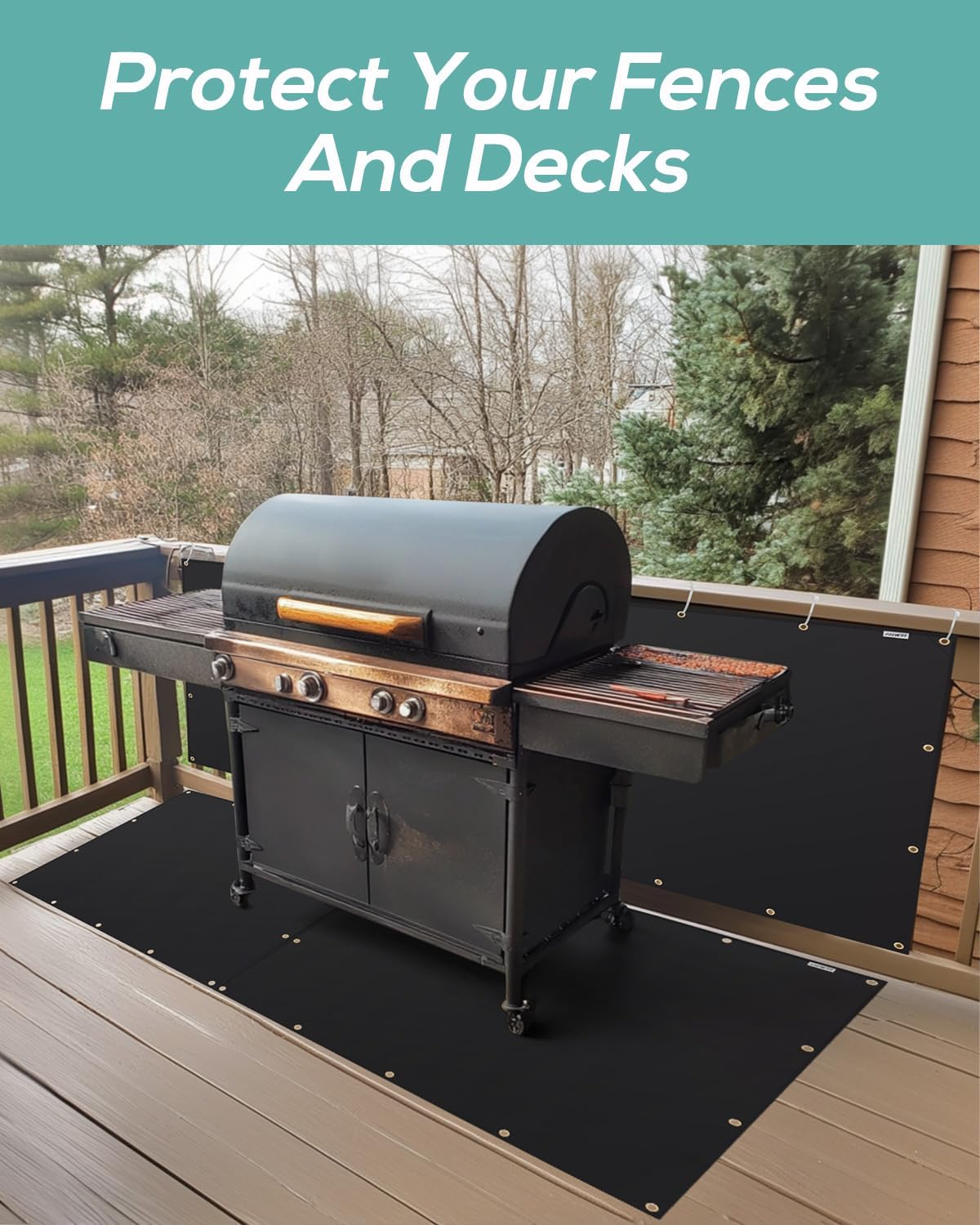 120 X 150 Cm Fire Protection Mat for the Grill, Fireproof Cover and Screen Protector for Deck Fence, Railing, Gas Grill, Stove and Oven, Fireproof Heat Shield behind Grill Wall for Outdoor Use image number 2